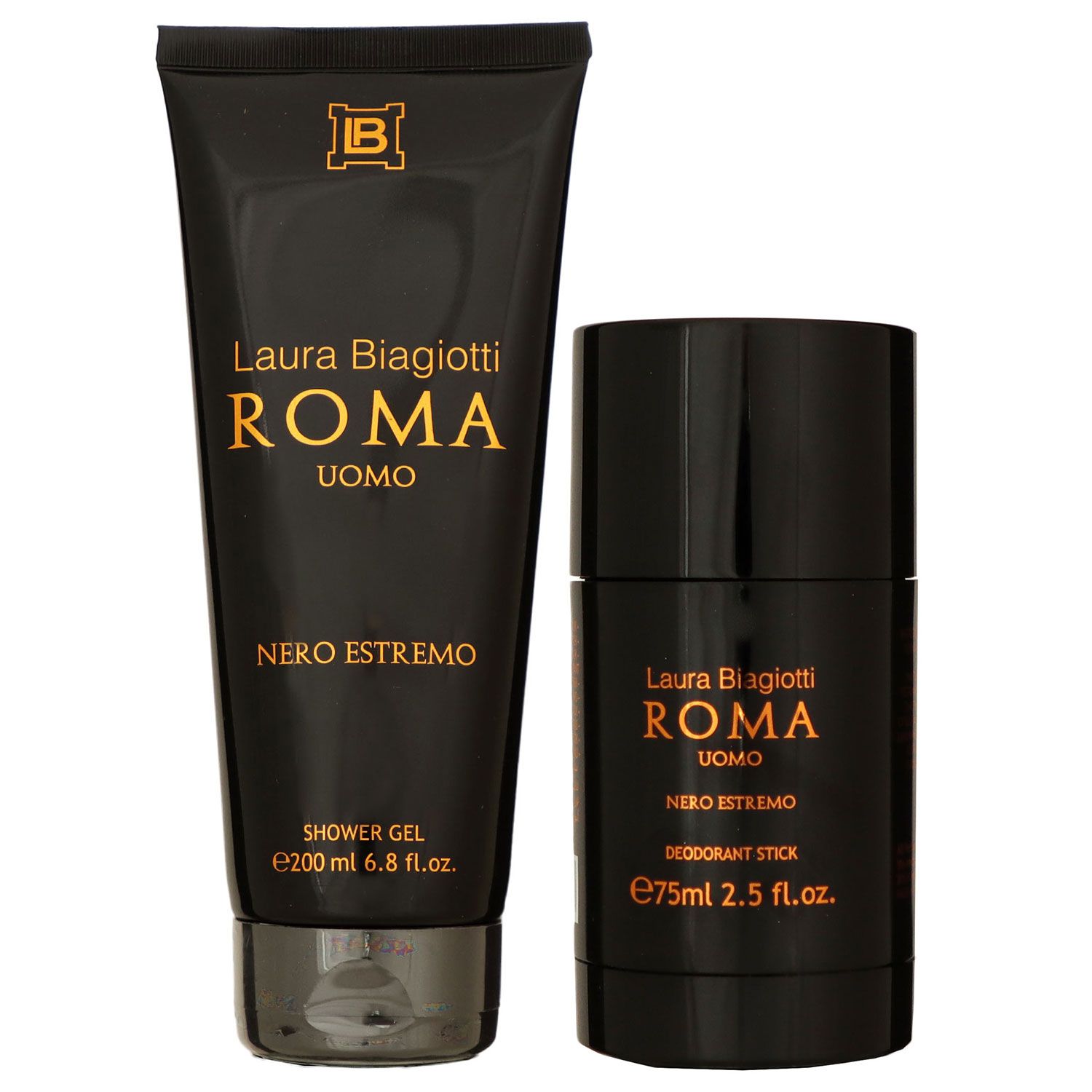 Laura Biagiotti Roma Uomo Nero Estremo 200 ml Showergel & 75 ml Deostick Set
