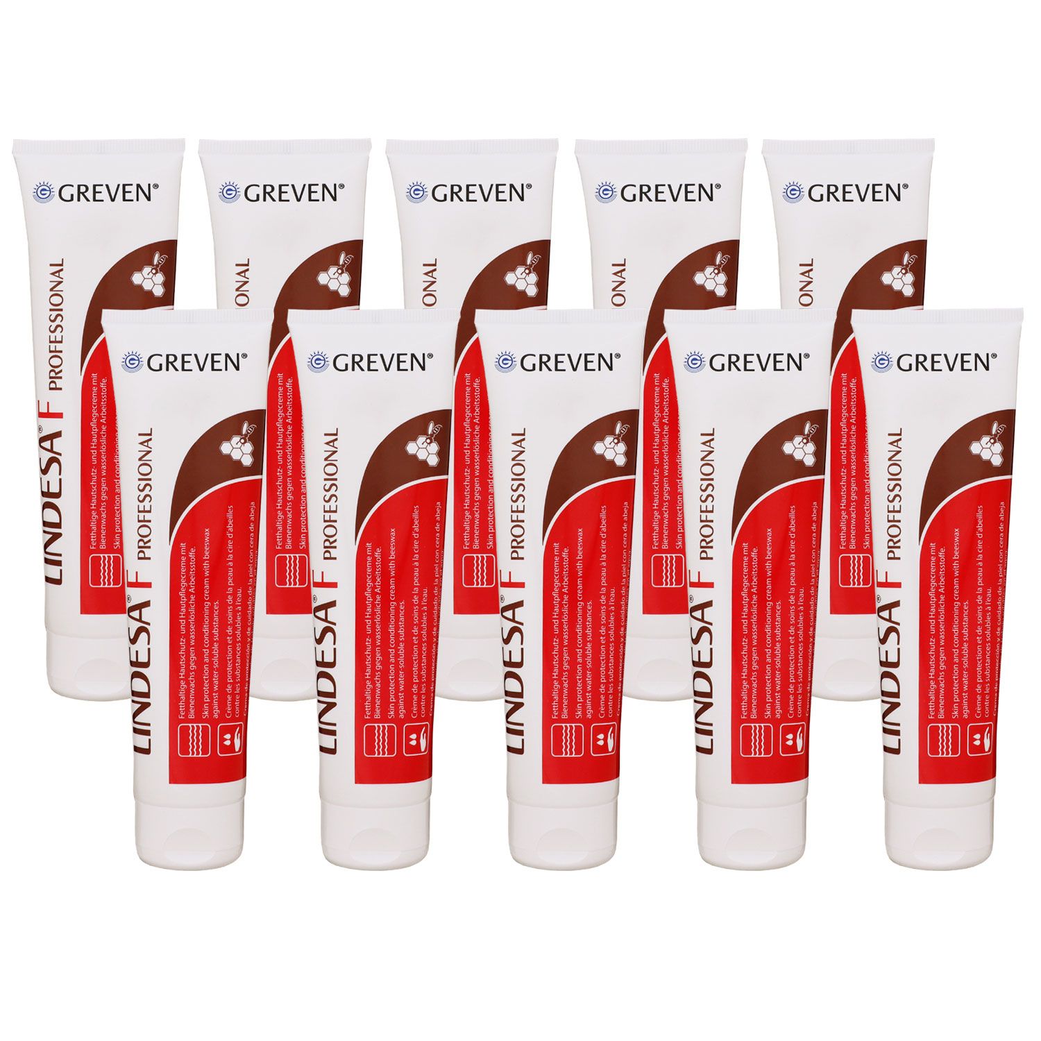 Lindesa F Professional 10 x 100 ml Fetthaltige Hautschutzcreme mit Bienenwachs