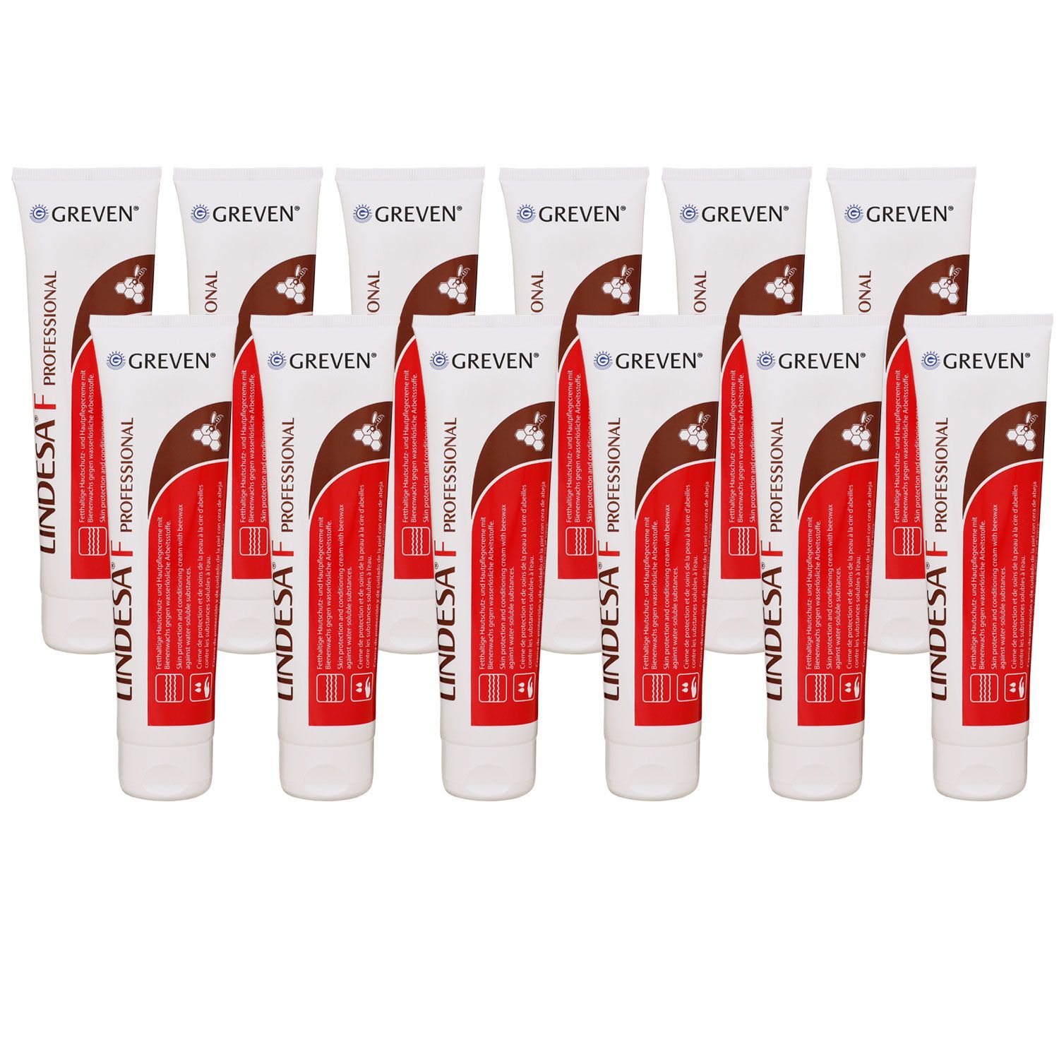 Lindesa F Professional 12 x 100 ml Fetthaltige Hautschutzcreme mit Bienenwachs