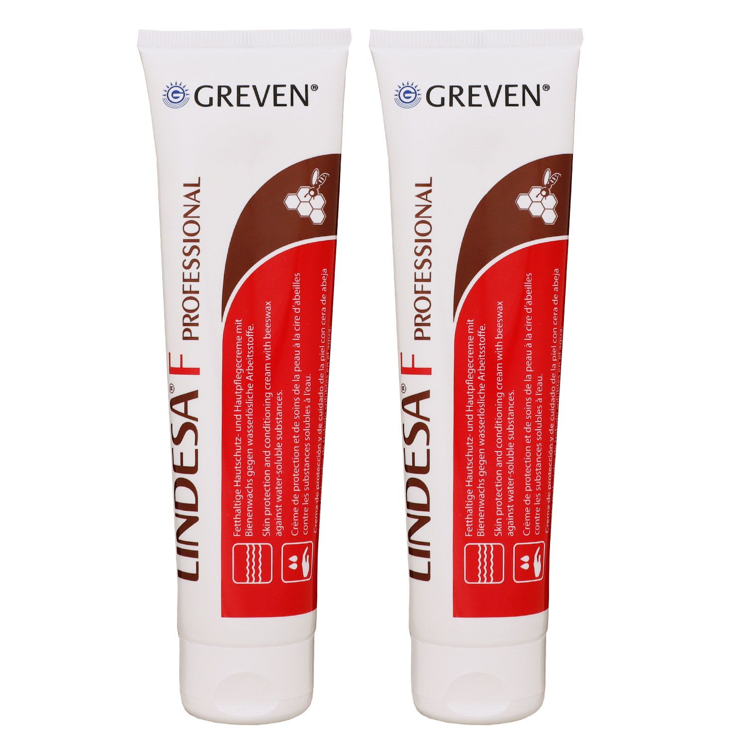 Lindesa F Professional 2 x 100 ml Fetthaltige Hautschutzcreme mit Bienenwachs