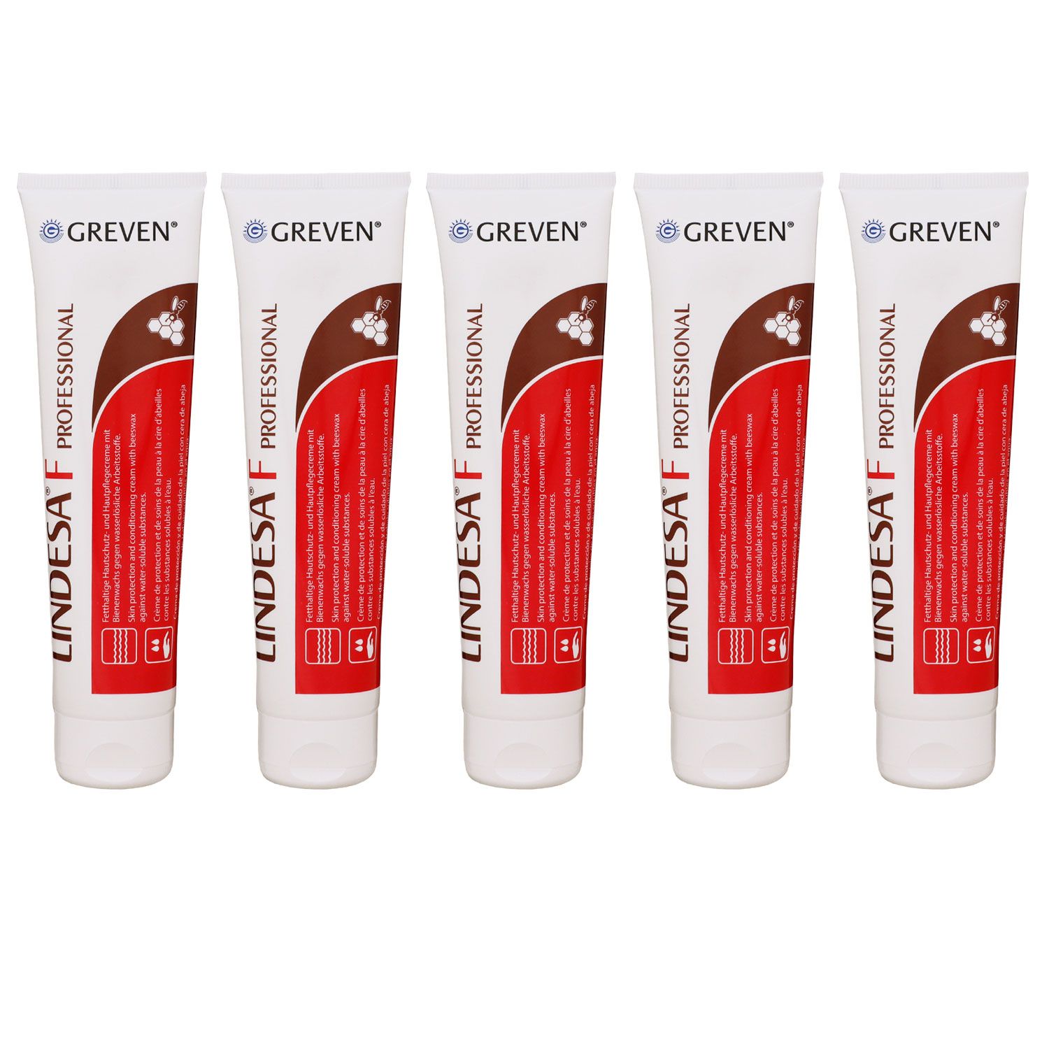 Lindesa F Professional 5 x 100 ml Fetthaltige Hautschutzcreme mit Bienenwachs