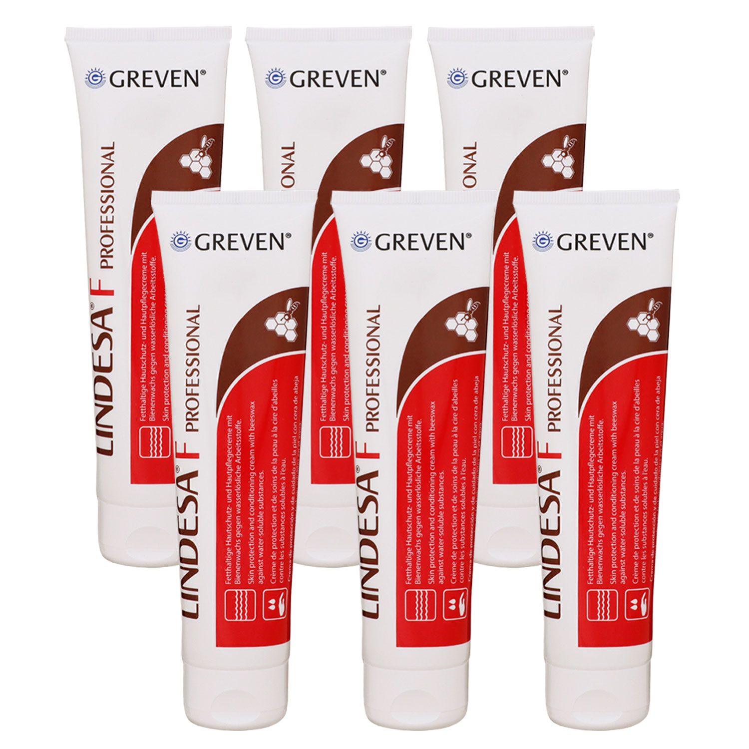 Lindesa F Professional 6 x 100 ml Fetthaltige Hautschutzcreme mit Bienenwachs