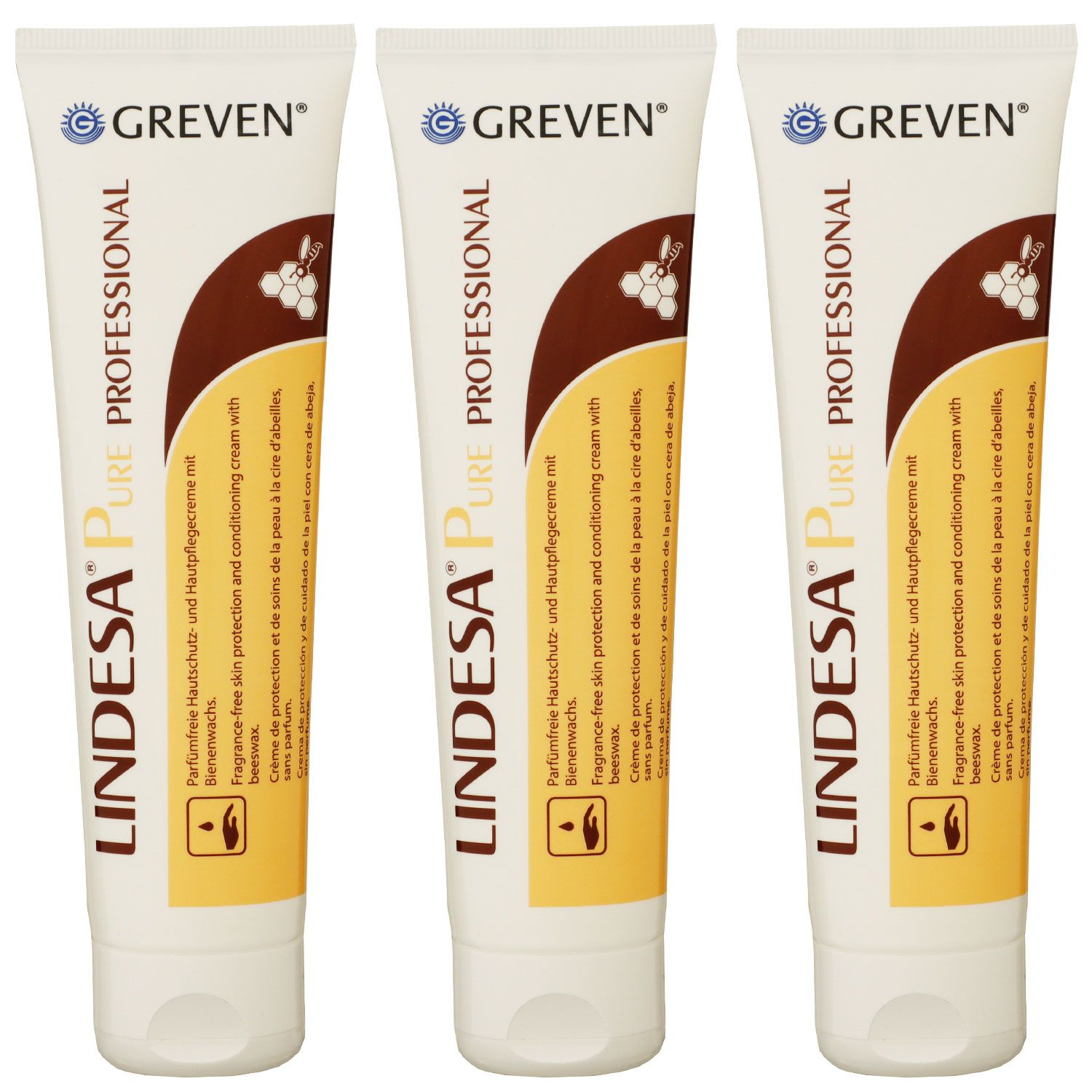 Lindesa Pure Professional 3 x 100 ml Parf�mfreie Schutz- und Pflegecreme