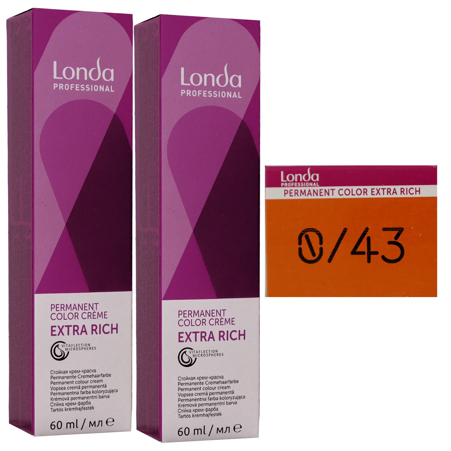 Londa Professional permanente Cremehaarfarbe Extra Rich 2 x 60 ml 0/43 mixton kupfer gold Set