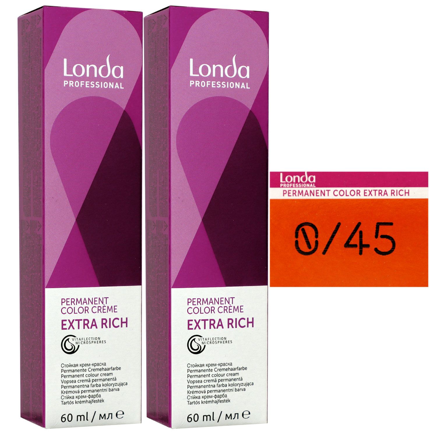 Londa Professional permanente Cremehaarfarbe Extra Rich 2 x 60 ml 0/45 mixton kupfer rot Set
