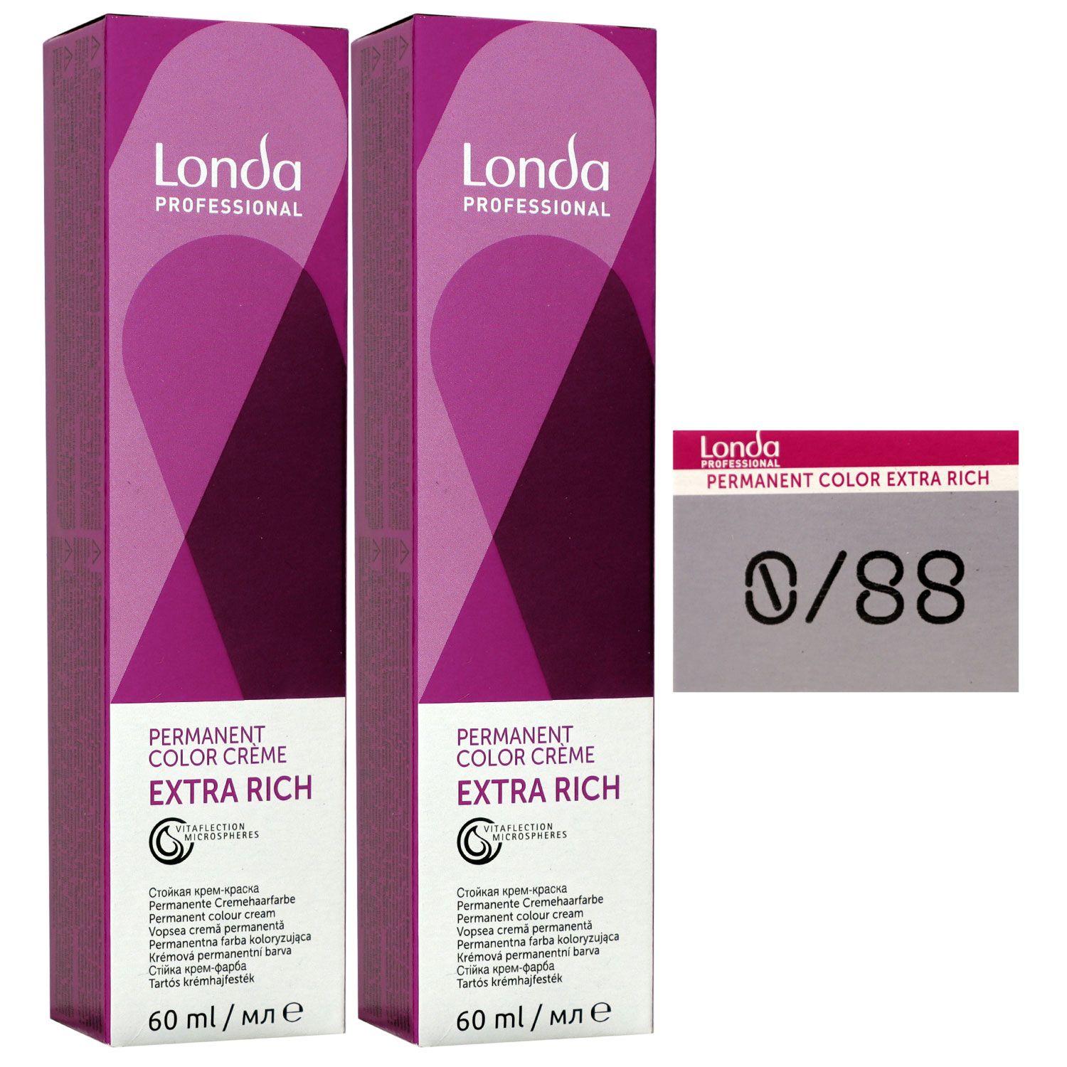Londa Professional permanente Cremehaarfarbe Extra Rich 2 x 60 ml 0/88 mixton perl intensiv Set