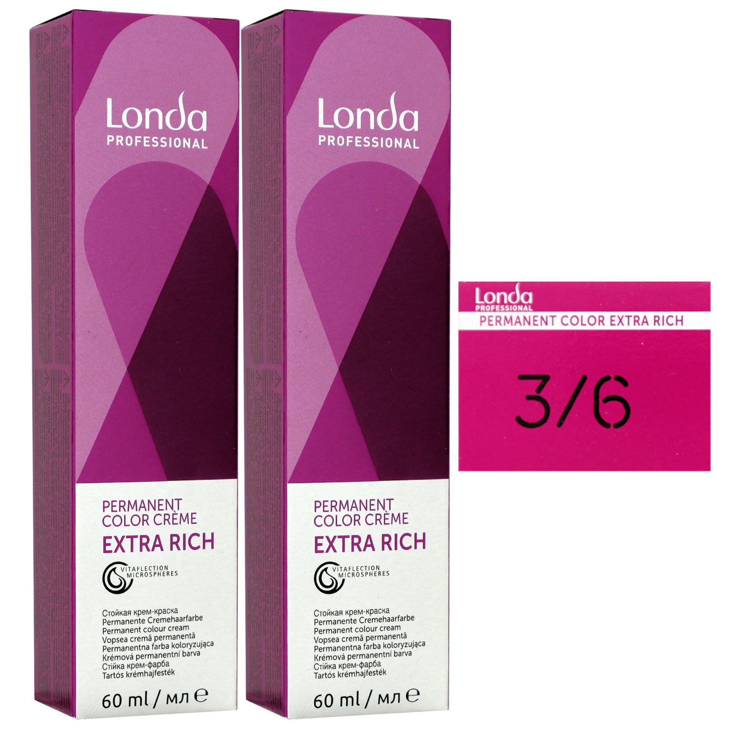 Londa Professional permanente Cremehaarfarbe Extra Rich 2 x 60 ml 3/6 dunkelbraun violett Set