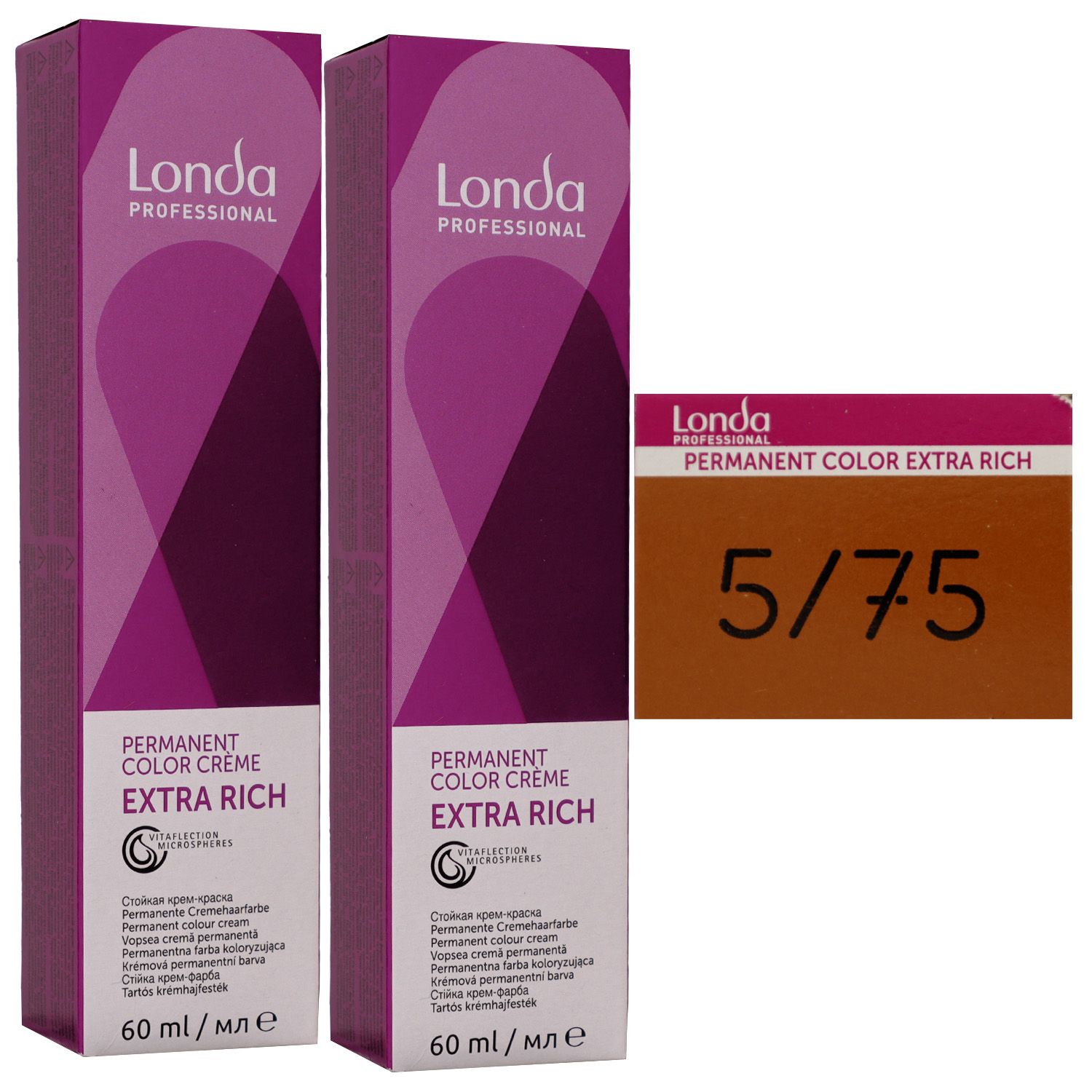 Londa Professional permanente Cremehaarfarbe Extra Rich 2 x 60 ml 5/75 hellbraun braun rot Set