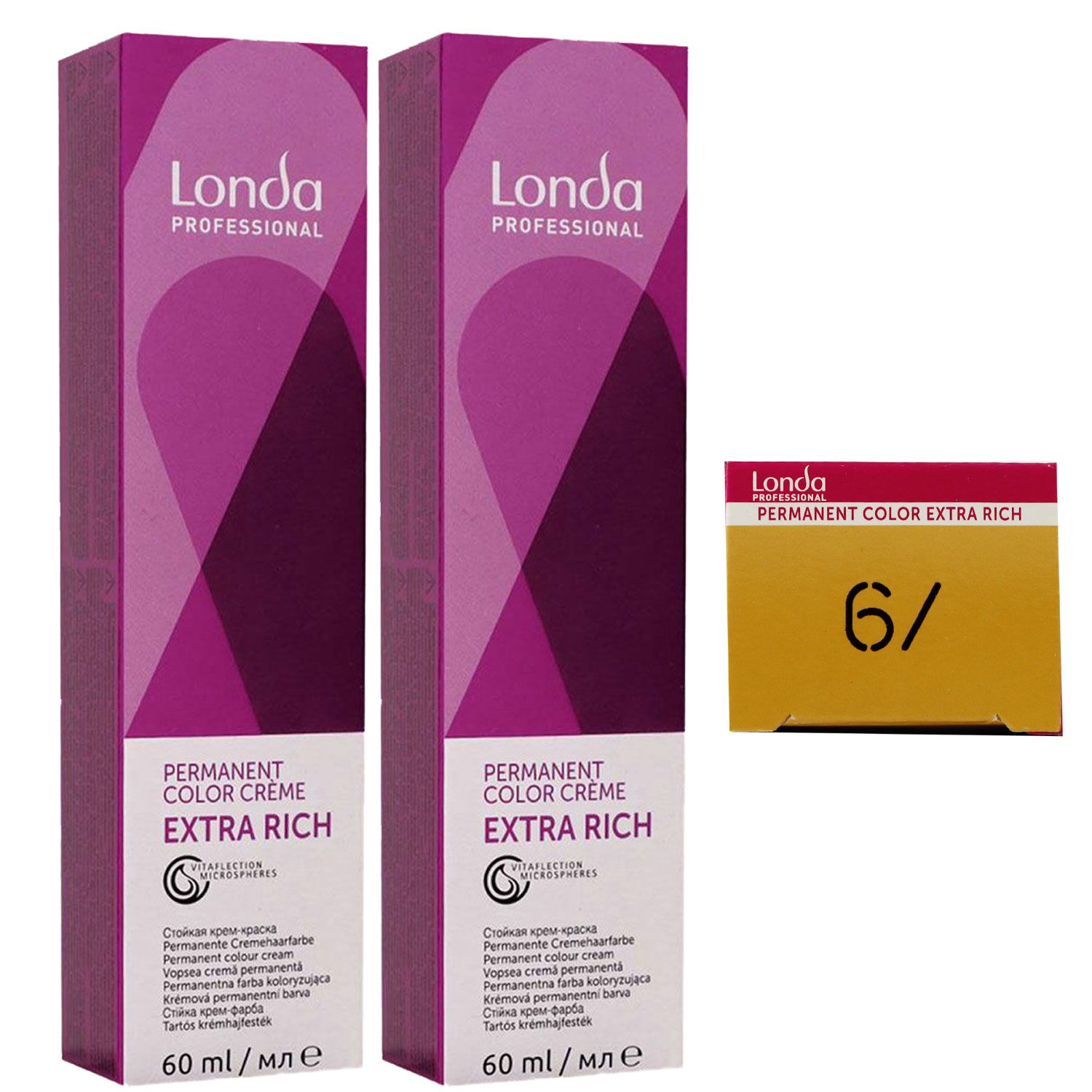 Londa Professional permanente Cremehaarfarbe Extra Rich 2 x 60 ml 6/ dunkelblond natur warm Set