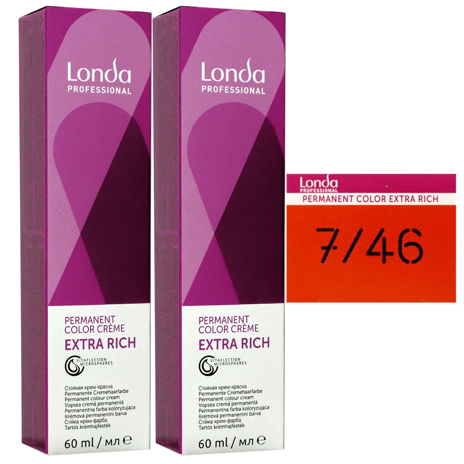 Londa Professional permanente Cremehaarfarbe Extra Rich 2 x 60 ml 7/46 mittelblond kupfer violett