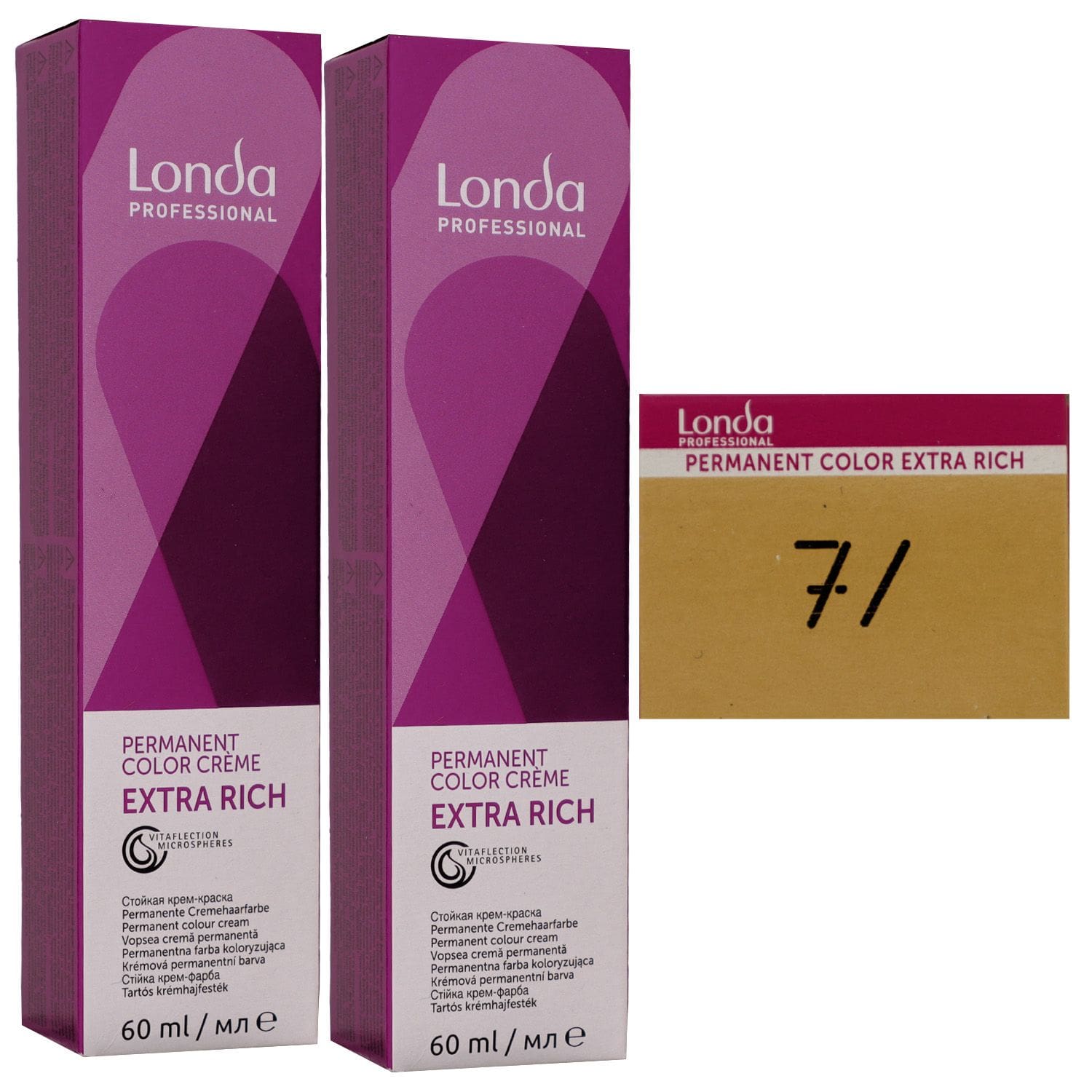 Londa Professional permanente Cremehaarfarbe Extra Rich 2 x 60 ml 7/ mittelblond natur warm Set