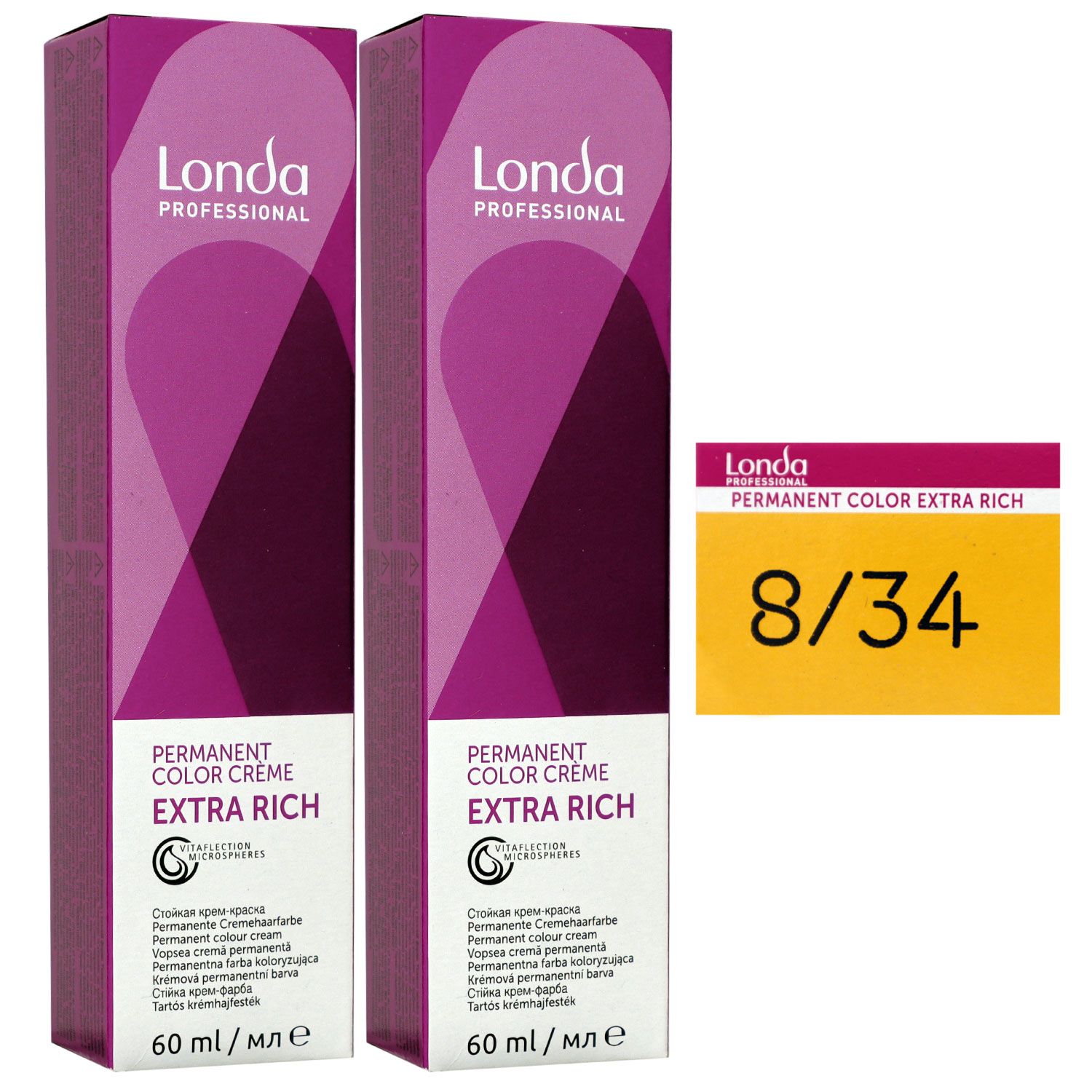 Londa Professional permanente Cremehaarfarbe Extra Rich 2 x 60 ml 8/34 hellblond gold kupfer Set