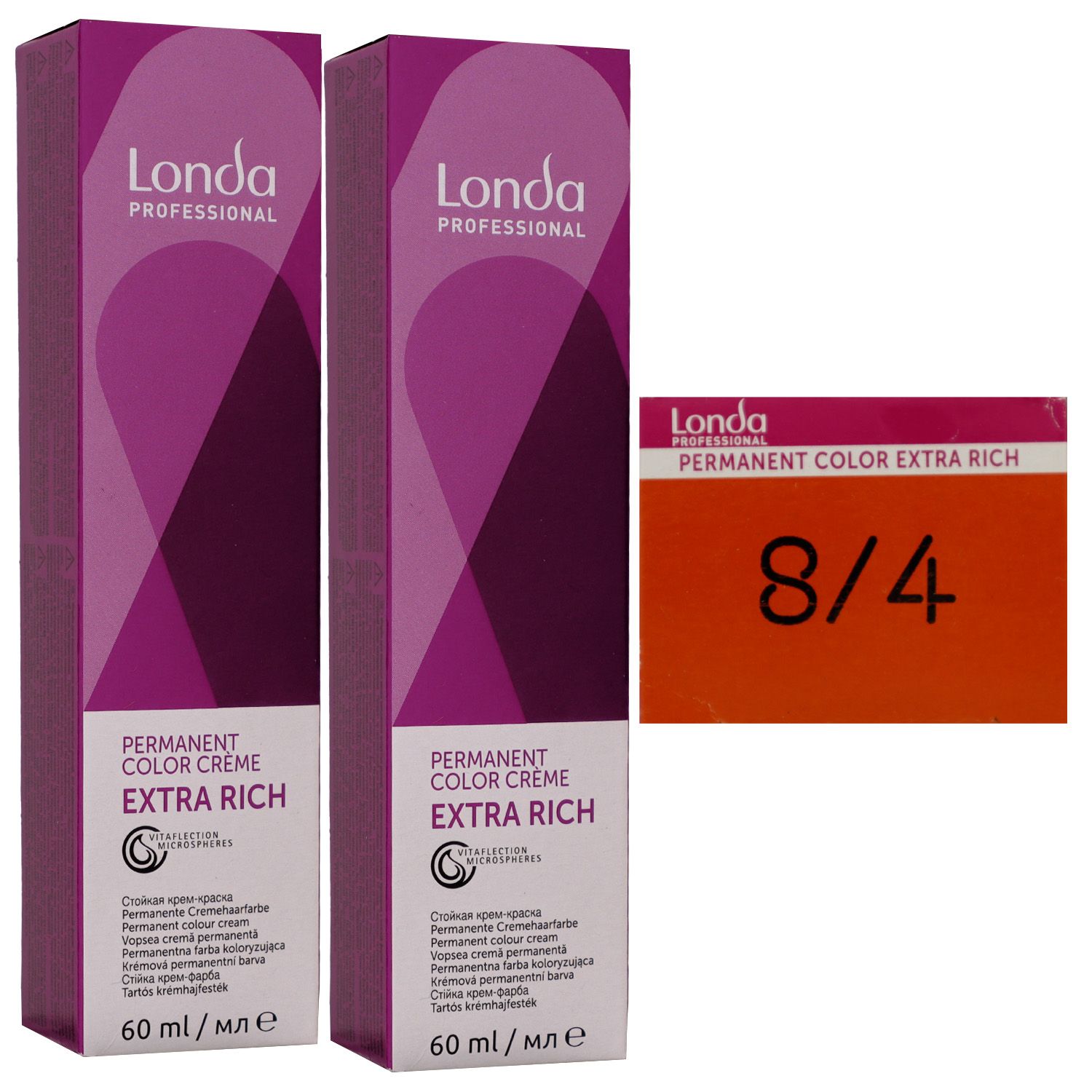 Londa Professional permanente Cremehaarfarbe Extra Rich 2 x 60 ml 8/4 hellblond kupfer Set