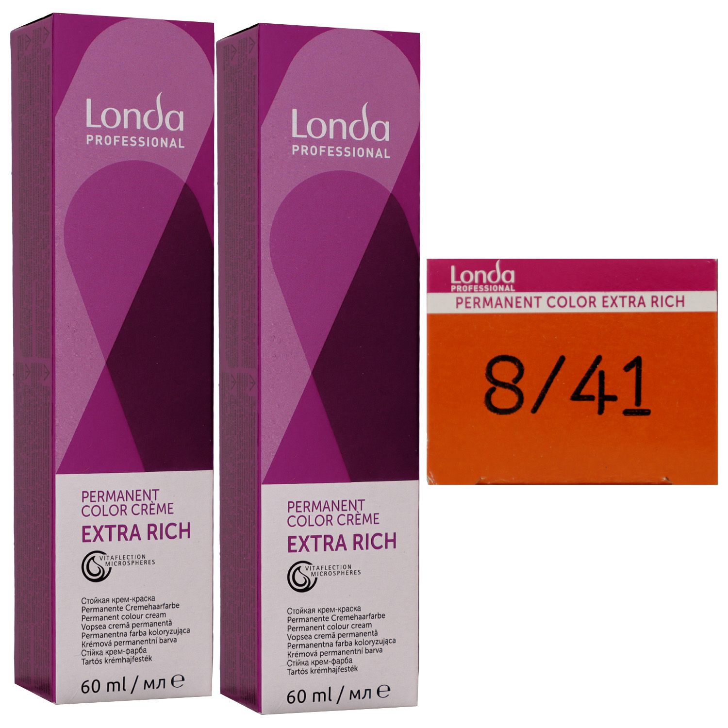 Londa Professional permanente Cremehaarfarbe Extra Rich 2 x 60 ml 8/41 hellblond rot asch Set