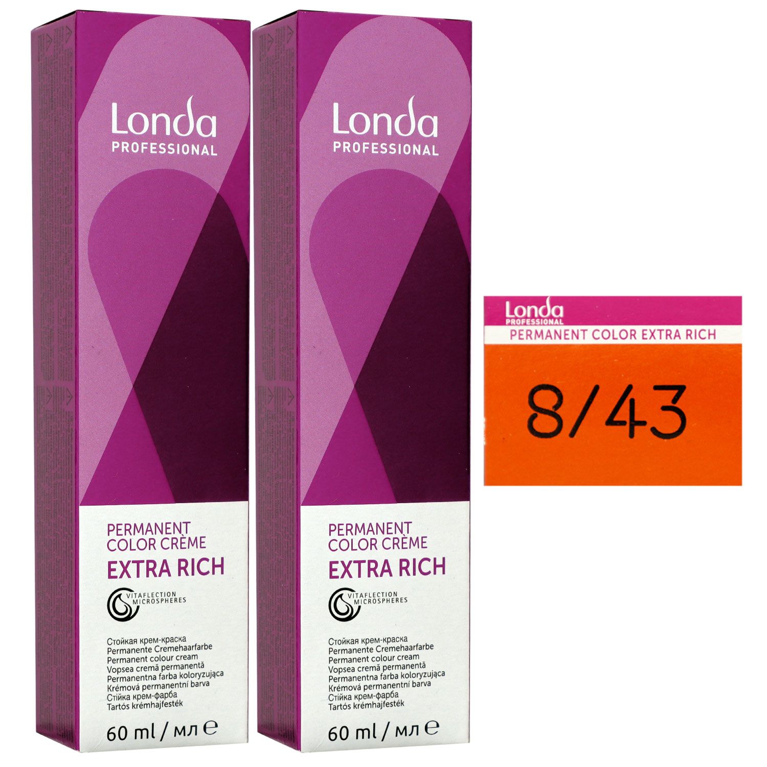 Londa Professional permanente Cremehaarfarbe Extra Rich 2 x 60 ml 8/43 hellblond kupfer gold Set