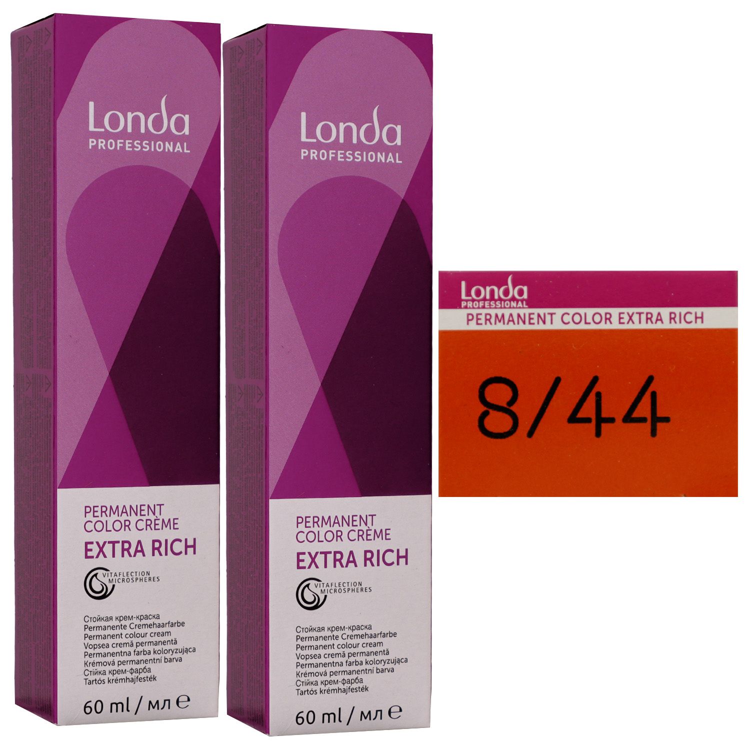 Londa Professional permanente Cremehaarfarbe Extra Rich 2 x 60 ml 8/44 hellblond kupfer intensiv Set