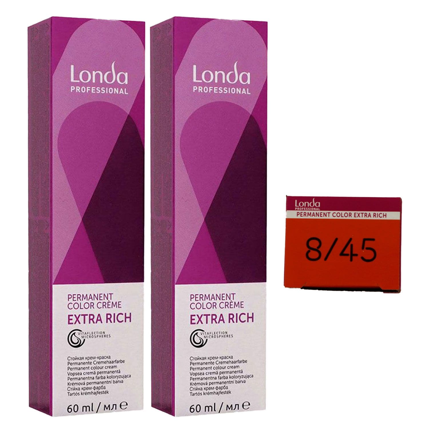 Londa Professional permanente Cremehaarfarbe Extra Rich 2 x 60 ml 8/45 hellblond kupfer rot Set