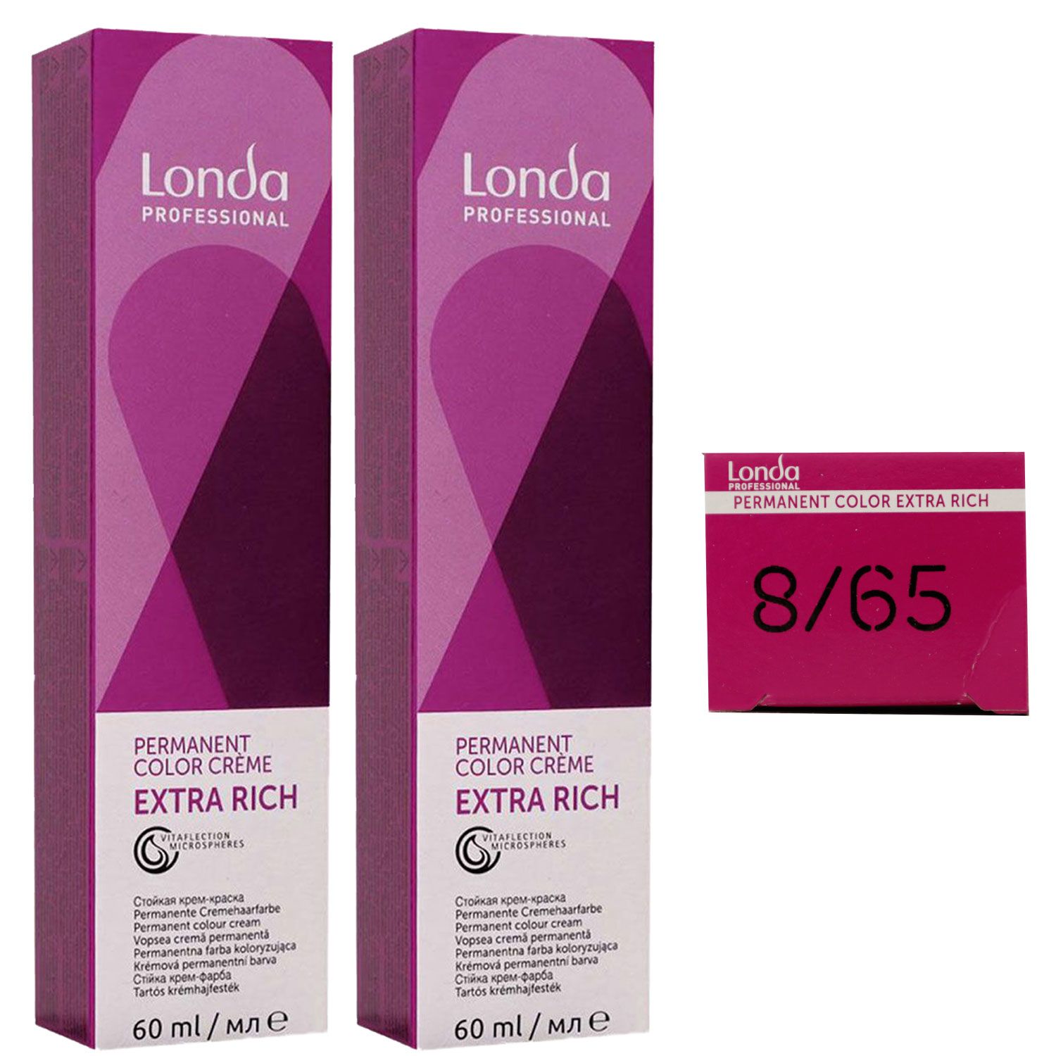 Londa Professional permanente Cremehaarfarbe Extra Rich 2 x 60 ml 8/65 hellblond violett rot Set