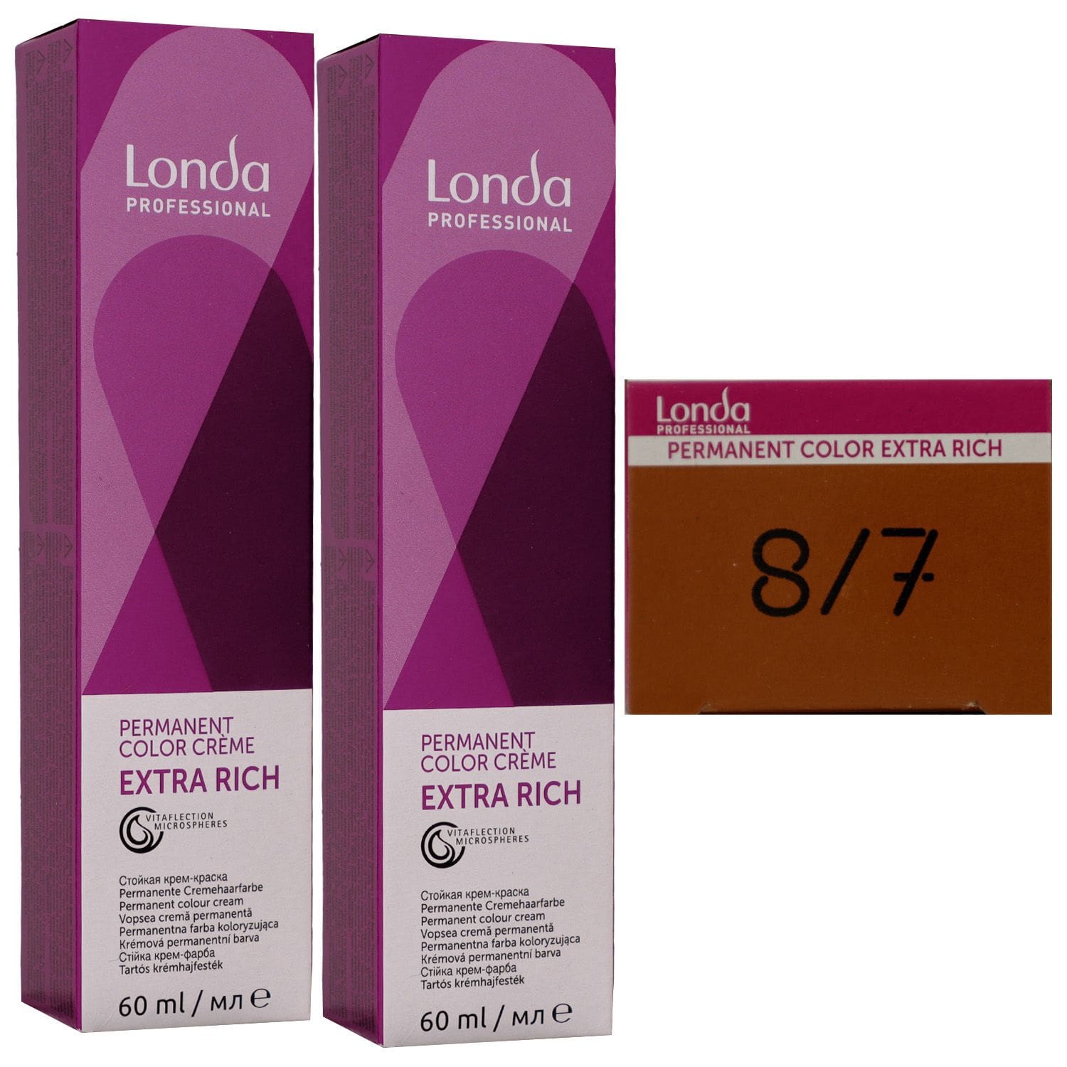 Londa Professional permanente Cremehaarfarbe Extra Rich 2 x 60 ml 8/7 hellblond braun Set