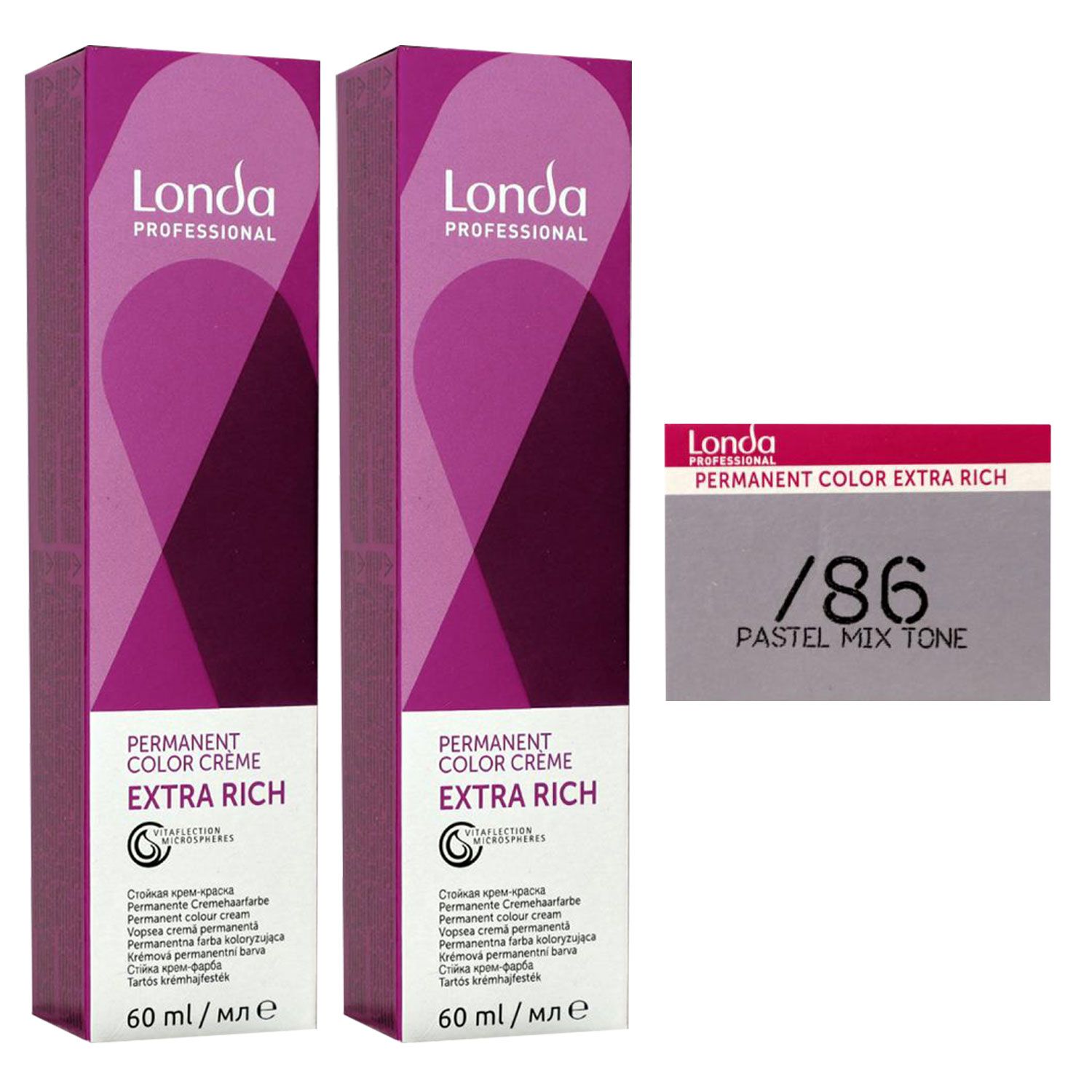 Londa Professional permanente Cremehaarfarbe Extra Rich 2 x 60 ml /86 mixton pastel perl violett Set