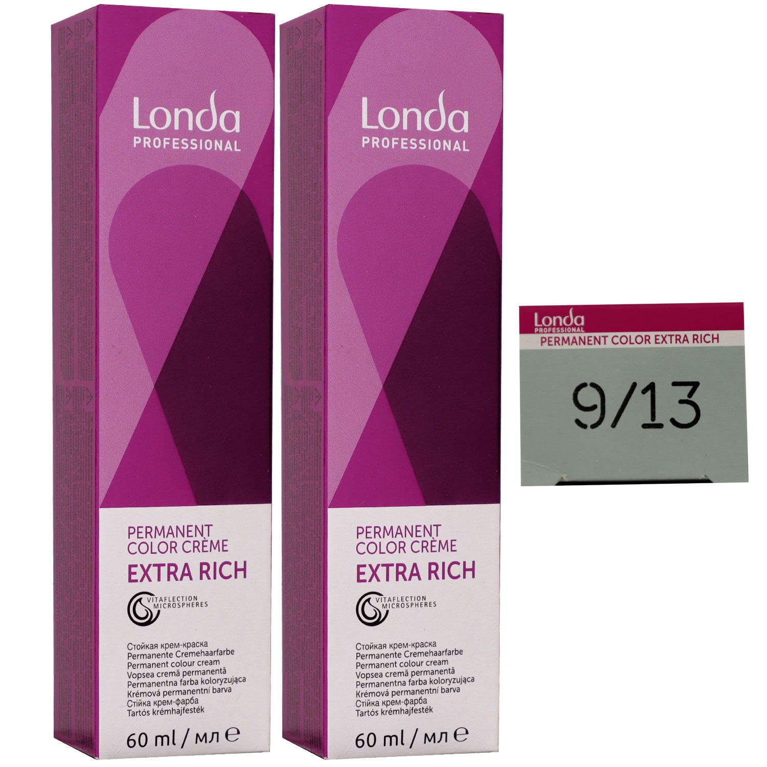 Londa Professional permanente Cremehaarfarbe Extra Rich 2 x 60 ml 9/13 lichtblond asch gold Set