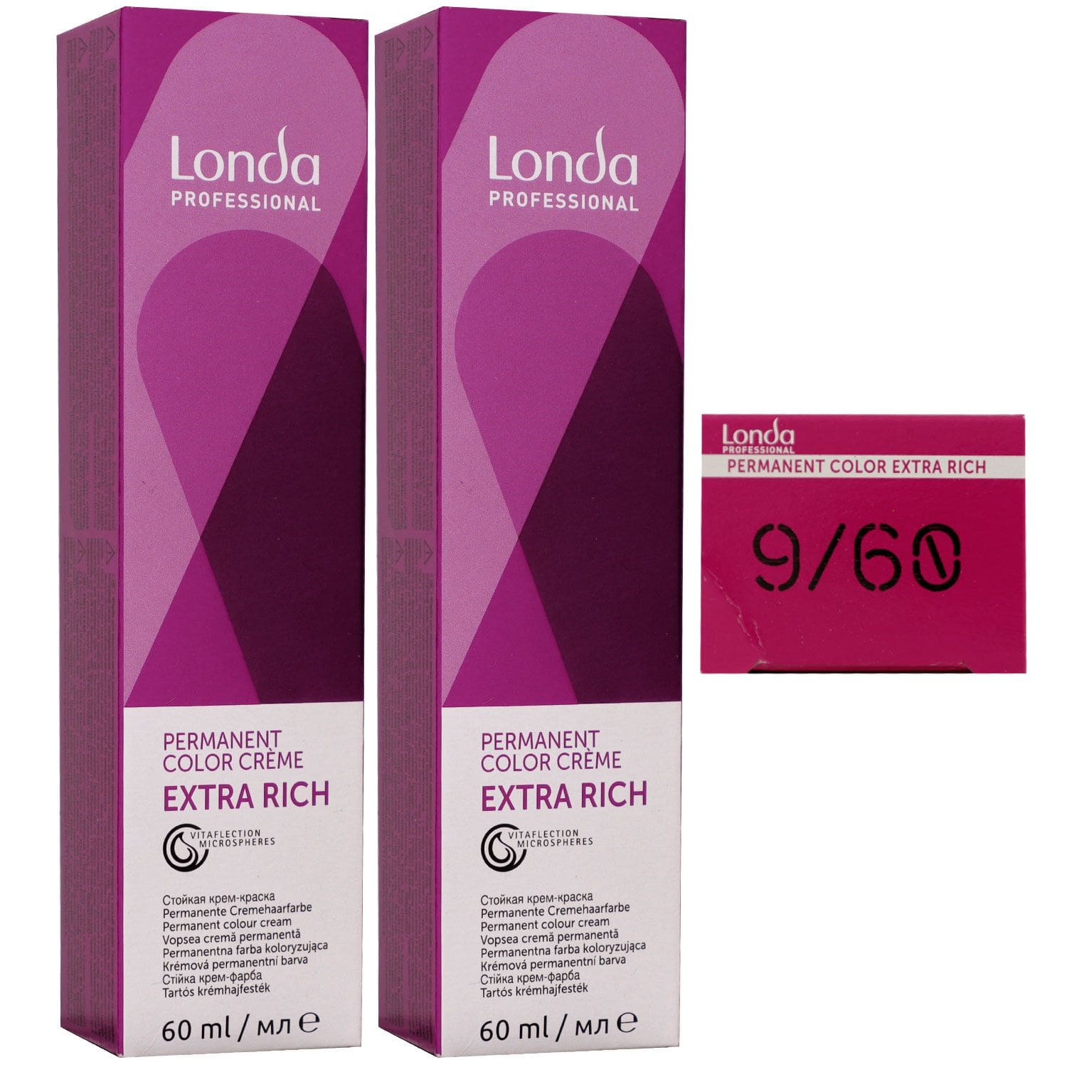 Londa Professional permanente Cremehaarfarbe Extra Rich 2 x 60 ml 9/60 lichtblond violett natur Set
