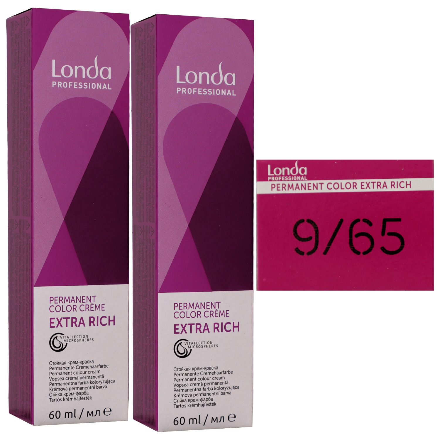 Londa Professional permanente Cremehaarfarbe Extra Rich 2 x 60 ml 9/65 lichtblond violett rot Set