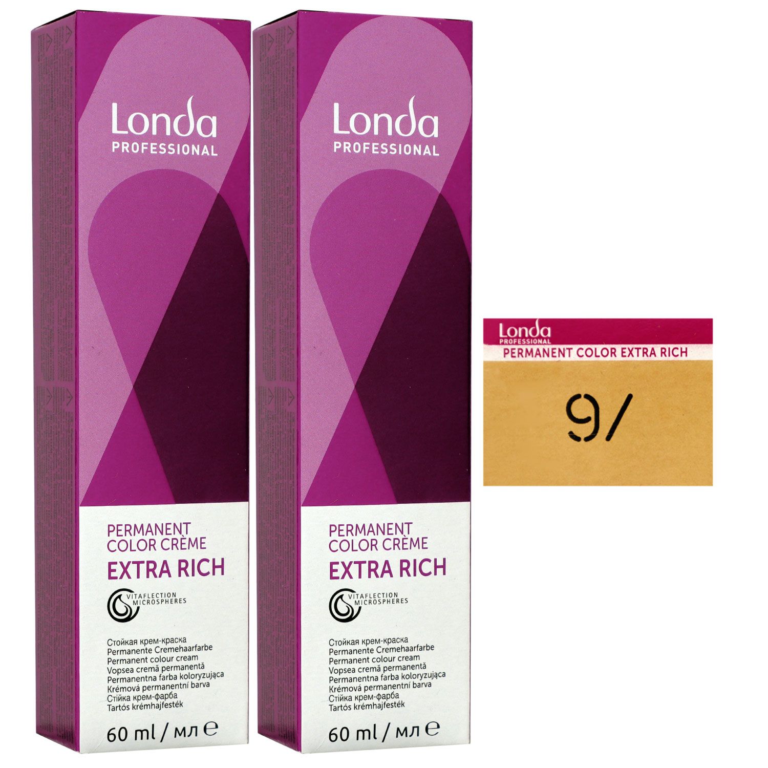 Londa Professional permanente Cremehaarfarbe Extra Rich 2 x 60 ml 9/ lichtblond natur warm Set