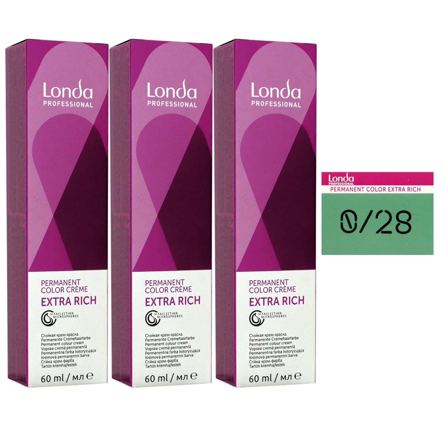 Londa Professional permanente Cremehaarfarbe Extra Rich 3 x 60 ml 0/28 mixton matt blau Set