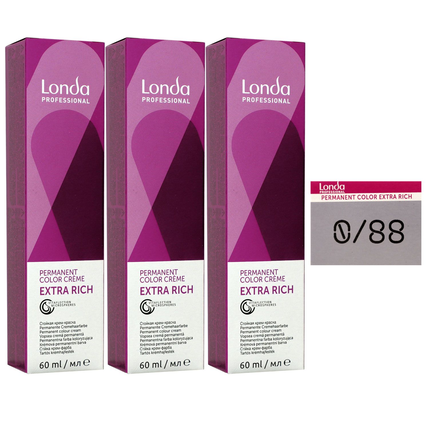 Londa Professional permanente Cremehaarfarbe Extra Rich 3 x 60 ml 0/88 mixton perl intensiv Set