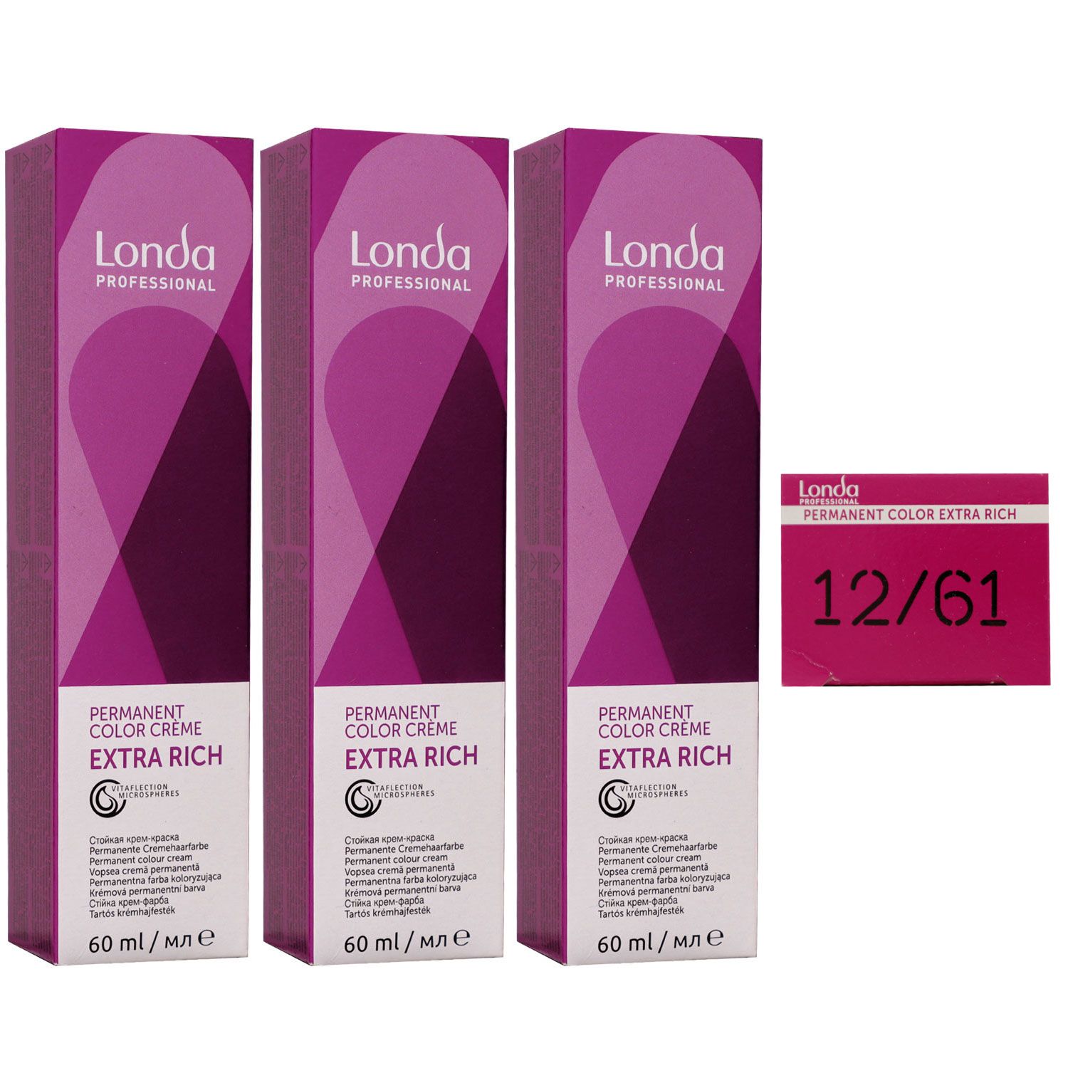 Londa Professional permanente Cremehaarfarbe Extra Rich 3 x 60 ml 12/61 Spezialblond Violett Asch