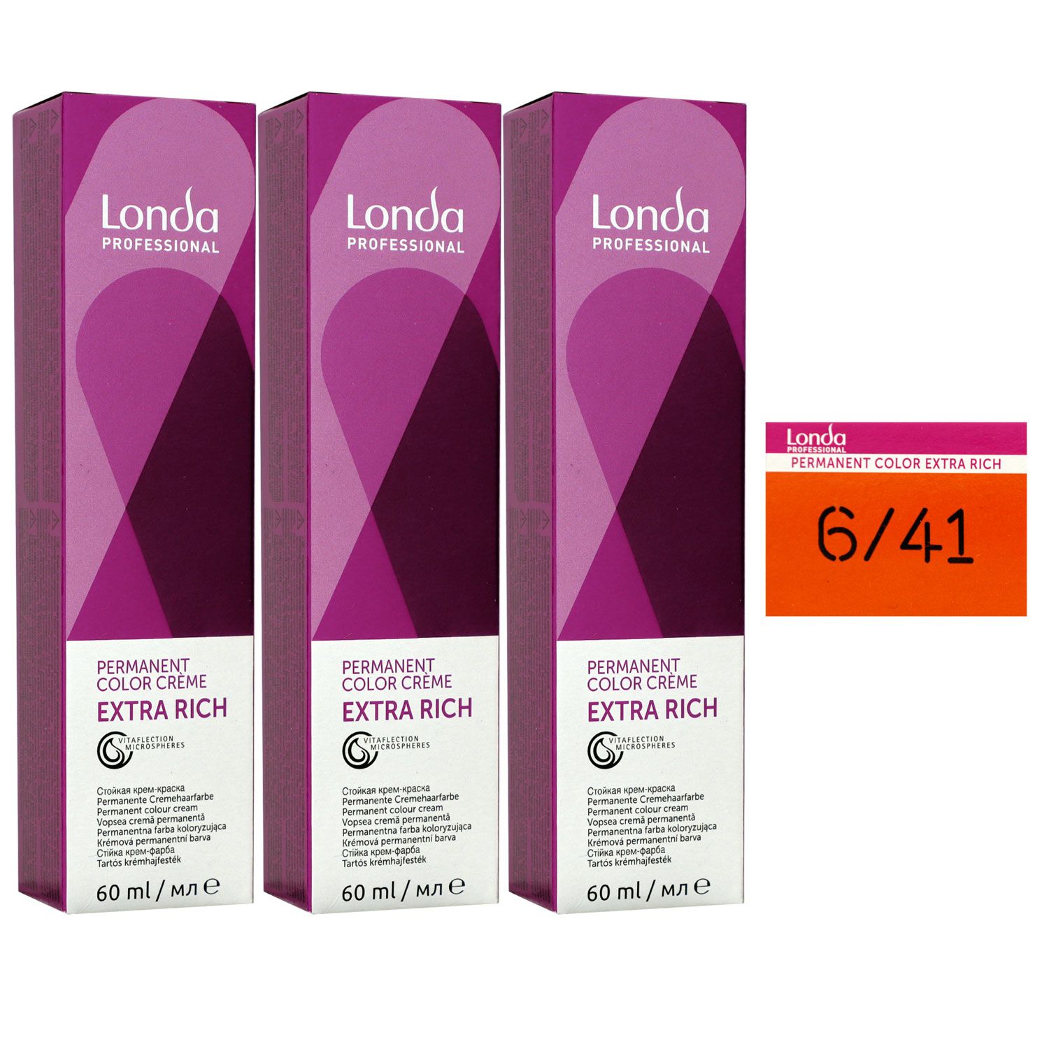 Londa Professional permanente Cremehaarfarbe Extra Rich 3 x 60 ml 6/41 dunkelblond rot asch Set