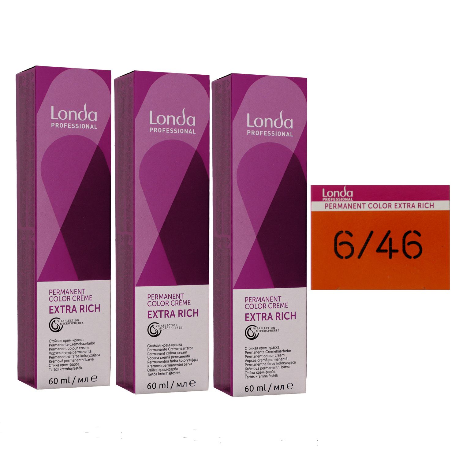 Londa Professional permanente Cremehaarfarbe Extra Rich 3 x 60 ml 6/46 dunkelblond kupfer violett