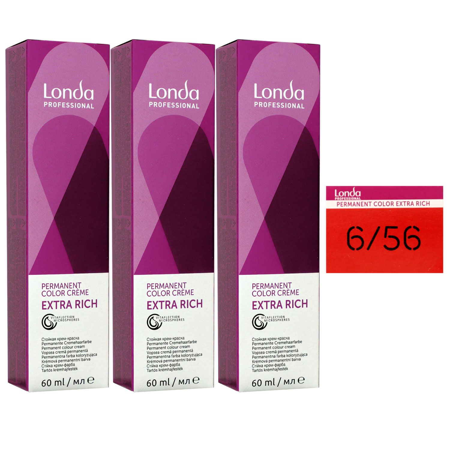 Londa Professional permanente Cremehaarfarbe Extra Rich 3 x 60 ml 6/56 dunkelblond rot violett Set