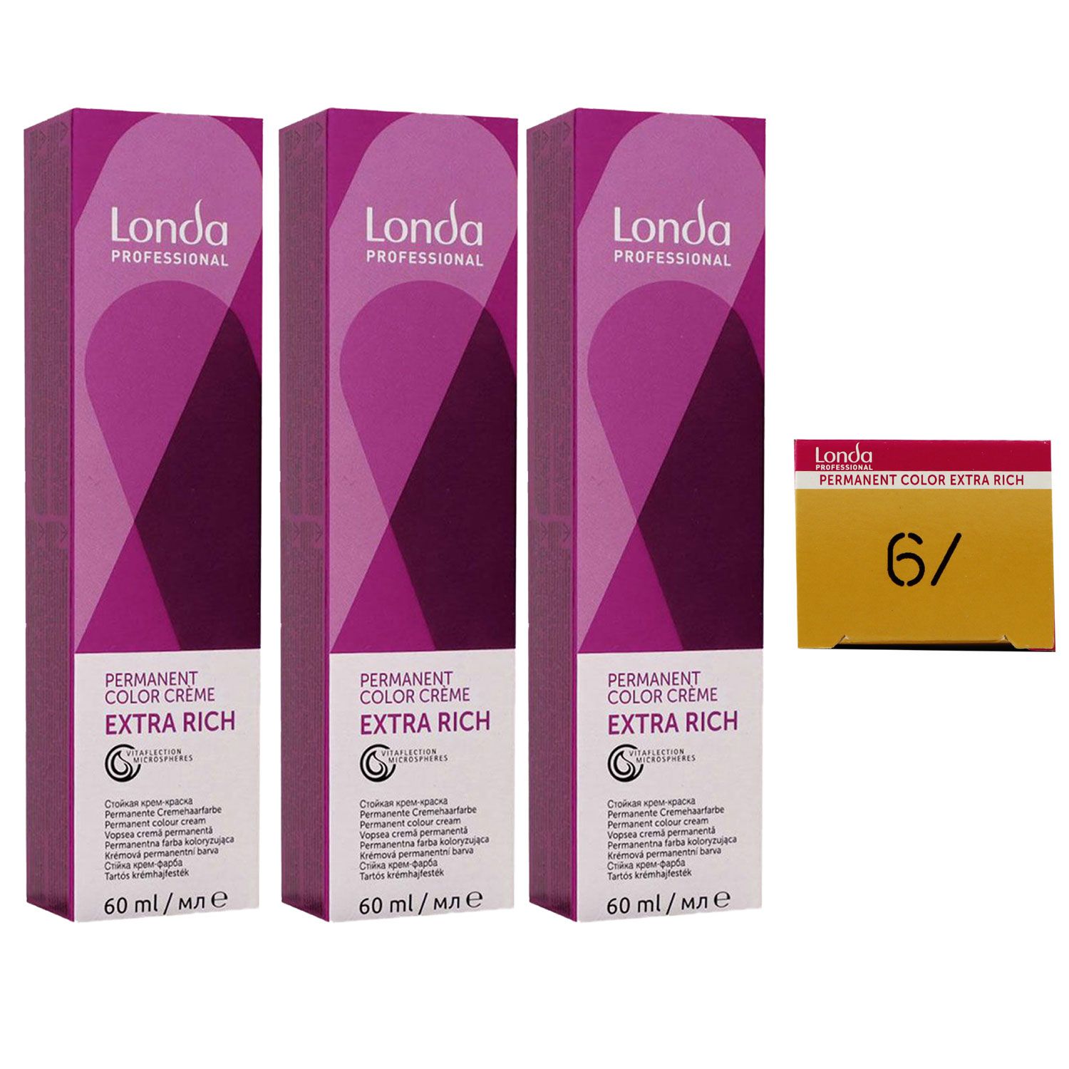 Londa Professional permanente Cremehaarfarbe Extra Rich 3 x 60 ml 6/ dunkelblond natur warm Set
