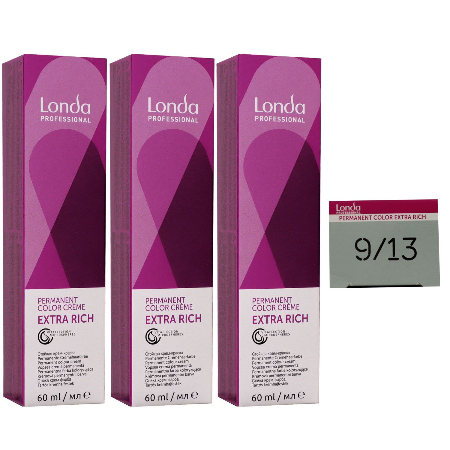 Londa Professional permanente Cremehaarfarbe Extra Rich 3 x 60 ml 9/13 lichtblond asch gold Set