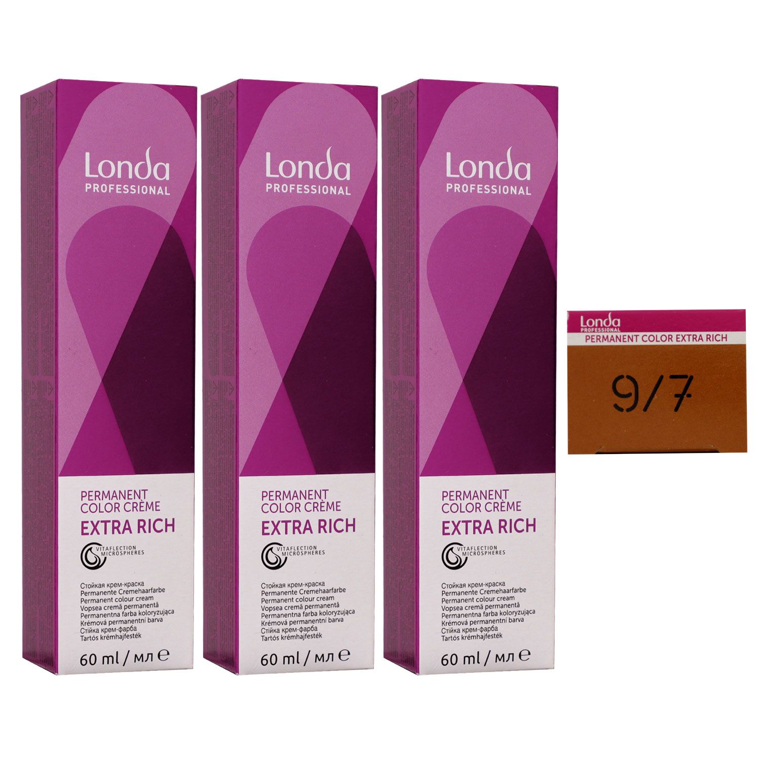 Londa Professional permanente Cremehaarfarbe Extra Rich 3 x 60 ml 9/7 lichtblond braun Set