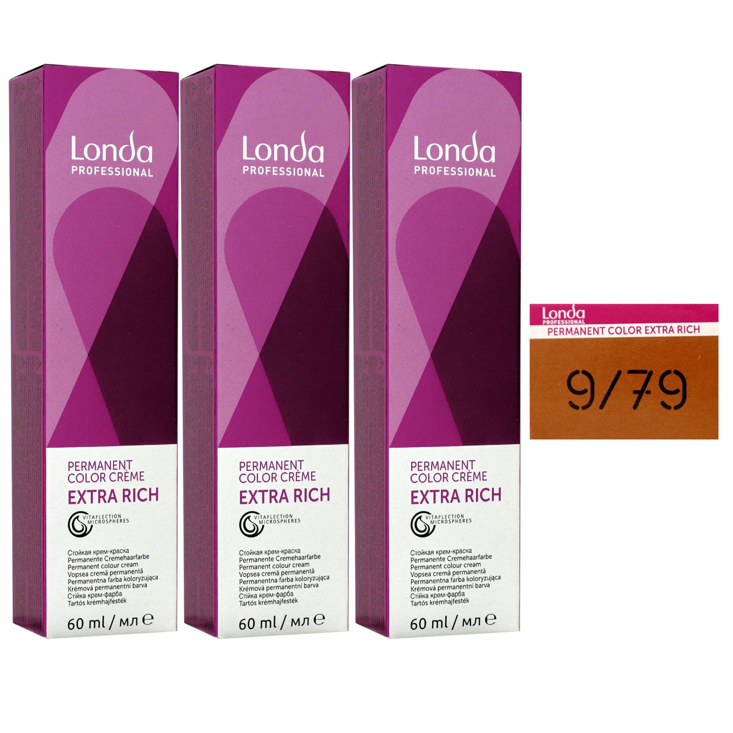 Londa Professional permanente Cremehaarfarbe Extra Rich 3 x 60 ml 9/79 lichtblond braun cendre Set