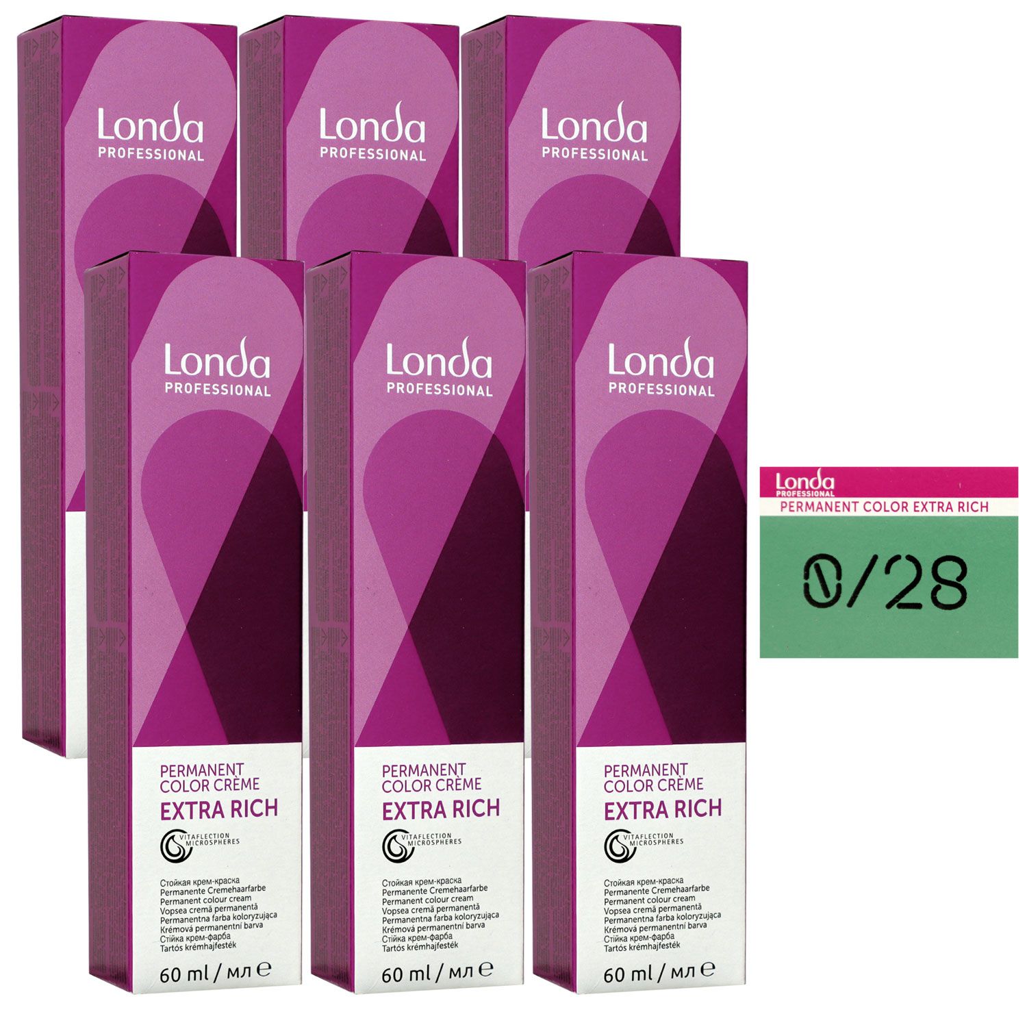 Londa Professional permanente Cremehaarfarbe Extra Rich 6 x 60 ml 0/28 mixton matt blau Set