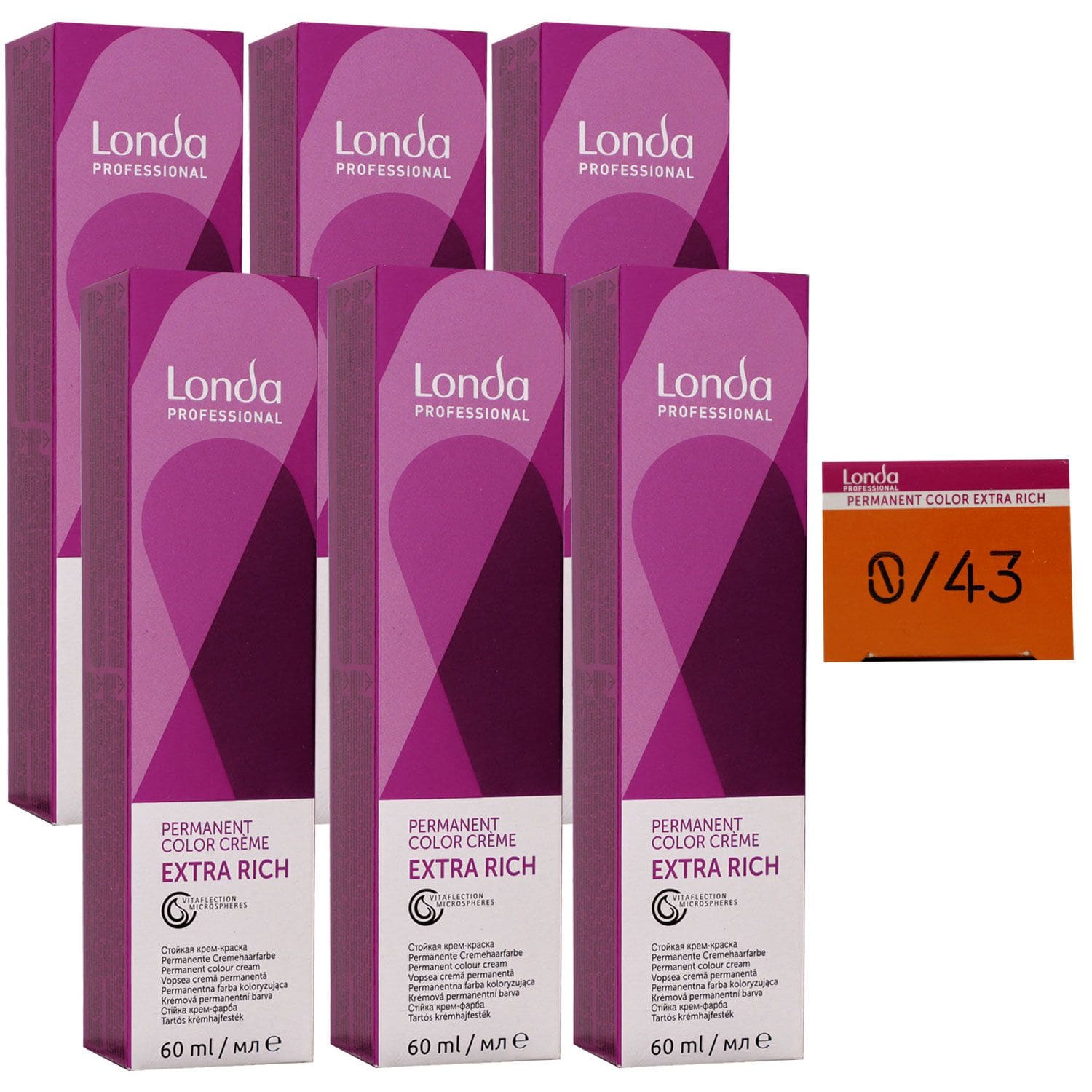 Londa Professional permanente Cremehaarfarbe Extra Rich 6 x 60 ml 0/43 mixton kupfer gold Set