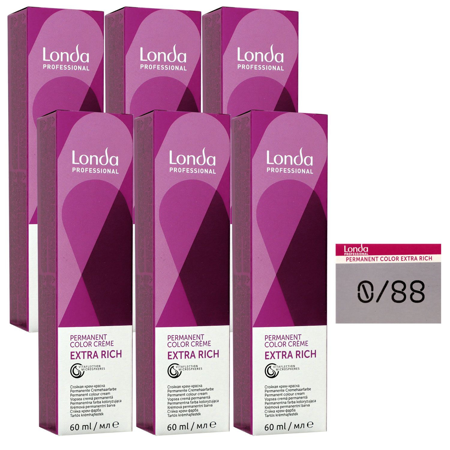 Londa Professional permanente Cremehaarfarbe Extra Rich 6 x 60 ml 0/88 mixton perl intensiv Set