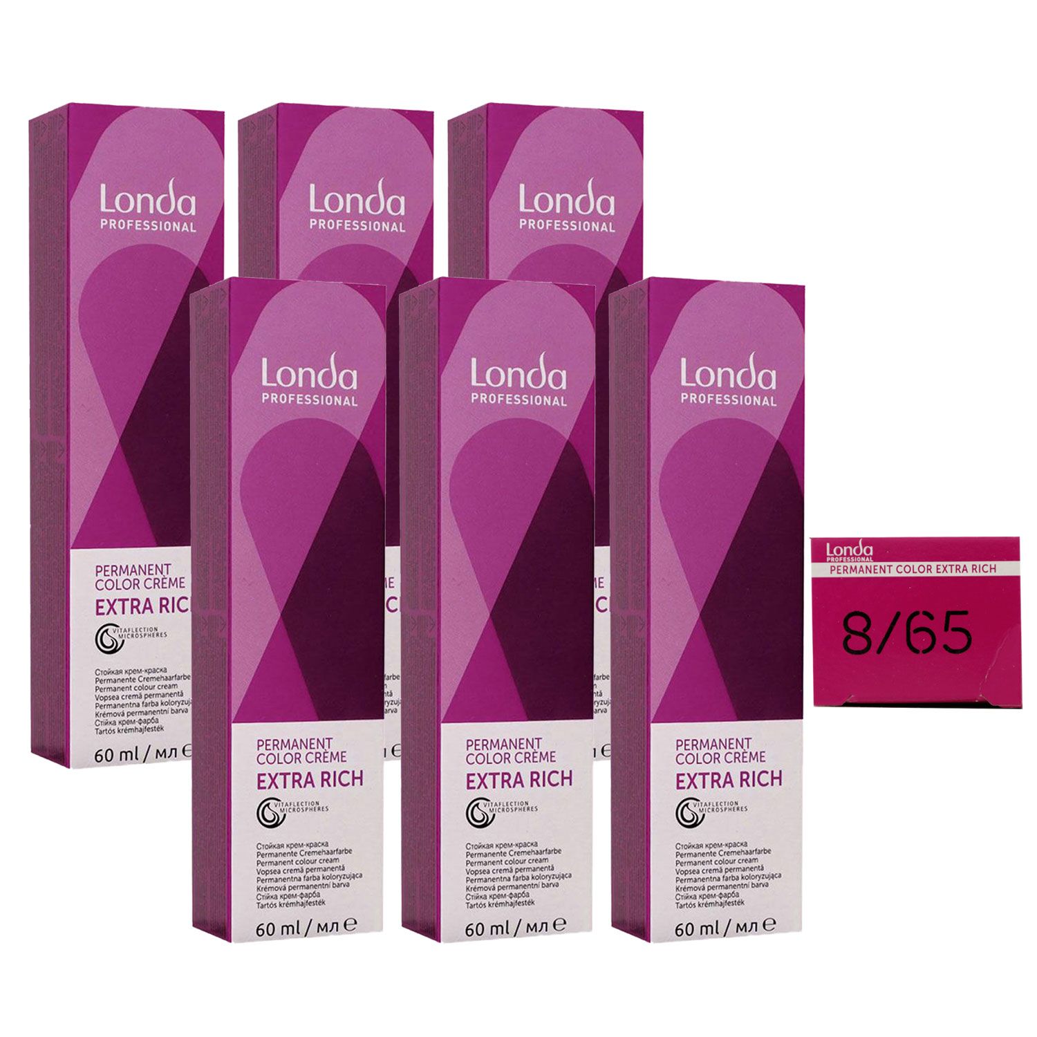 Londa Professional permanente Cremehaarfarbe Extra Rich 6 x 60 ml 8/65 hellblond violett rot Set