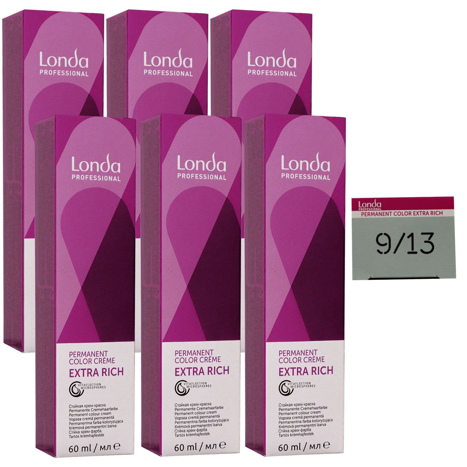 Londa Professional permanente Cremehaarfarbe Extra Rich 6 x 60 ml 9/13 lichtblond asch gold Set