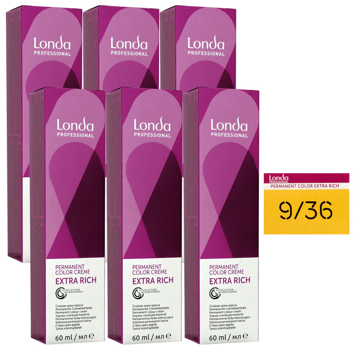 Londa Professional permanente Cremehaarfarbe Extra Rich 6 x 60 ml 9/36 lichtblond gold violett Set