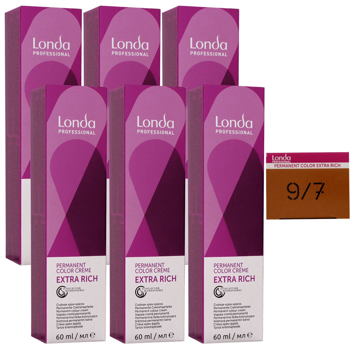 Londa Professional permanente Cremehaarfarbe Extra Rich 6 x 60 ml 9/7 lichtblond braun Set