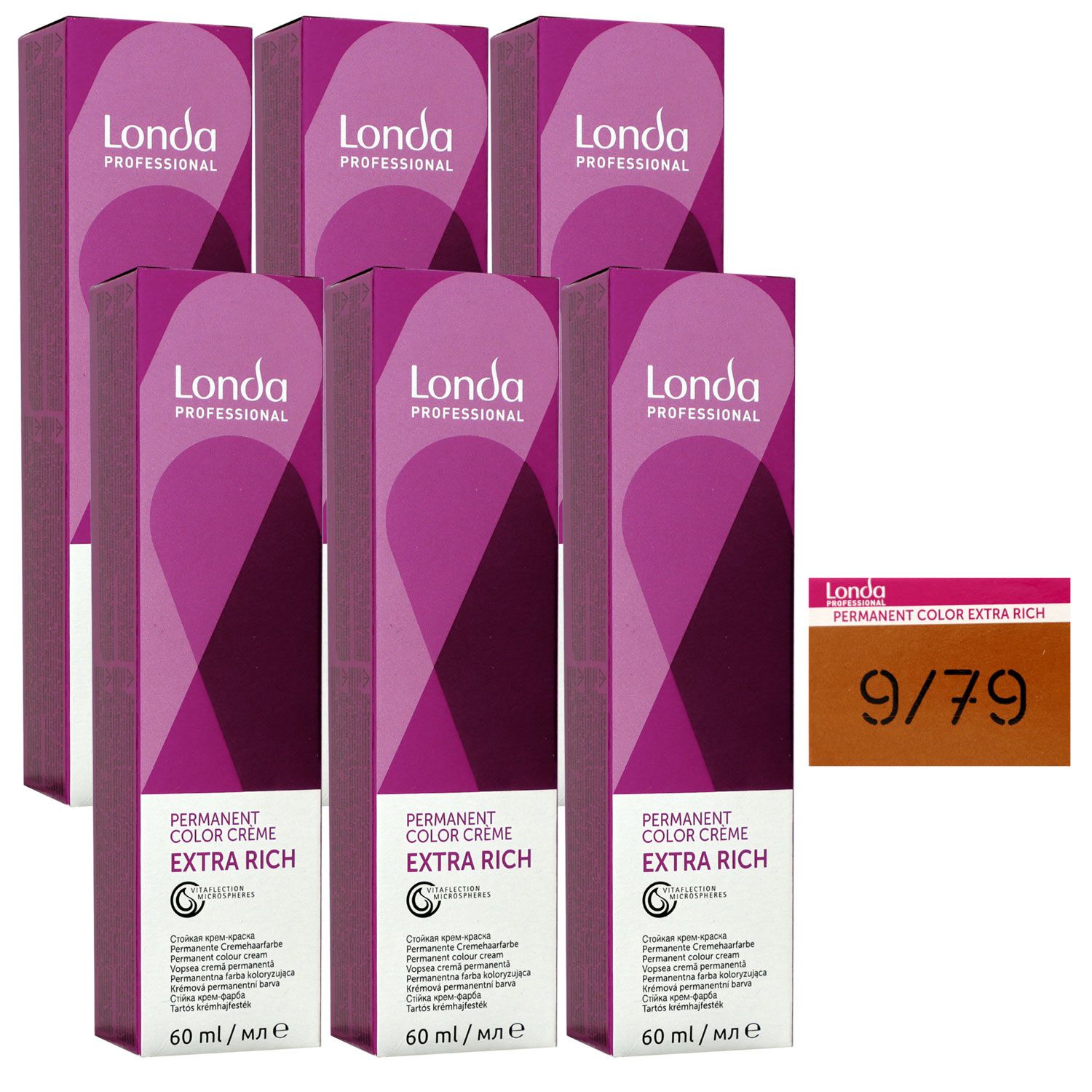 Londa Professional permanente Cremehaarfarbe Extra Rich 6 x 60 ml 9/79 lichtblond braun cendre Set