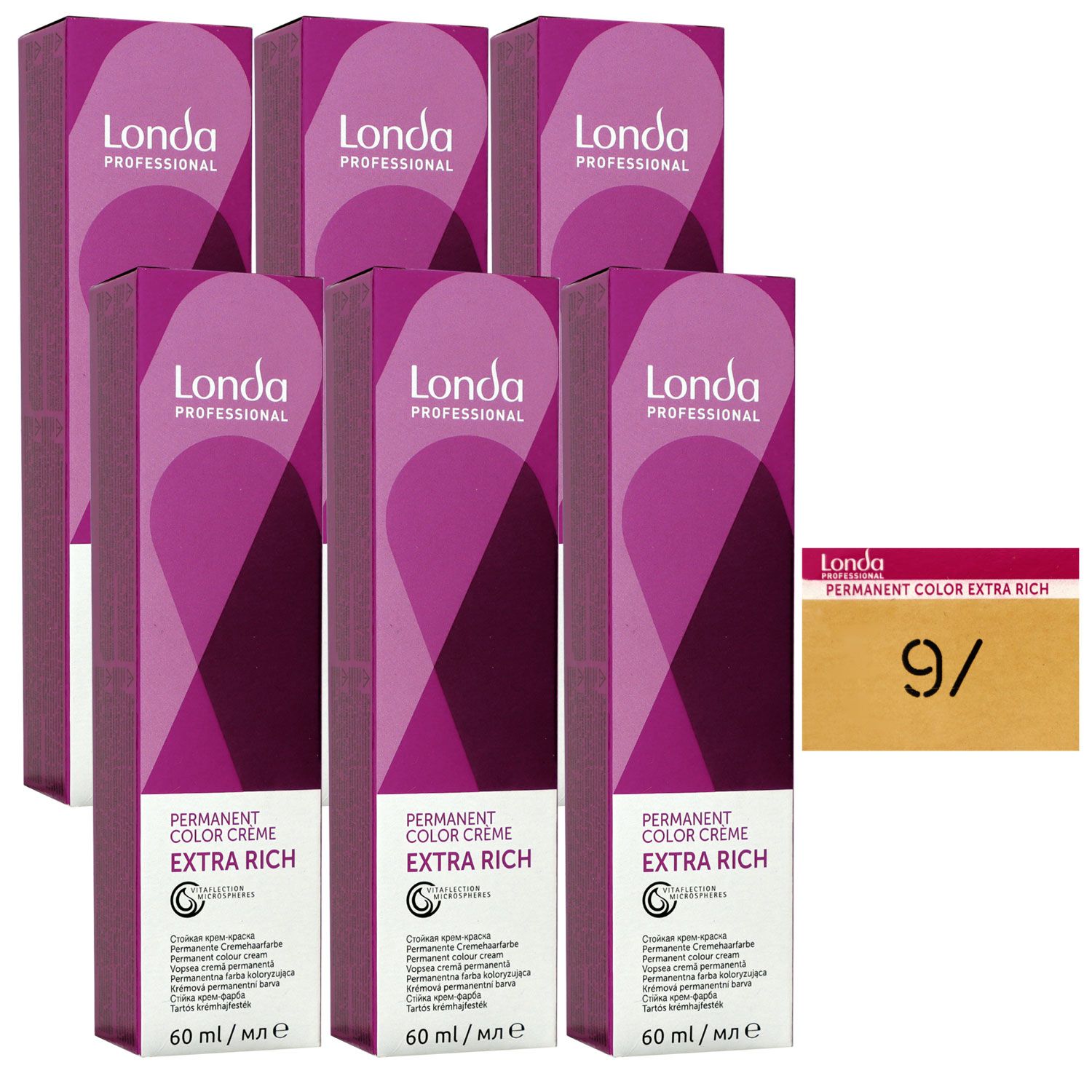 Londa Professional permanente Cremehaarfarbe Extra Rich 6 x 60 ml 9/ lichtblond natur warm Set