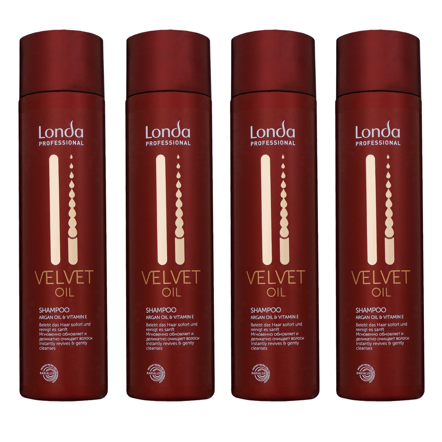 Londa Velvet Oil Shampoo 4 x 250 ml mit Argan�l Oil f�r trockenes Haar