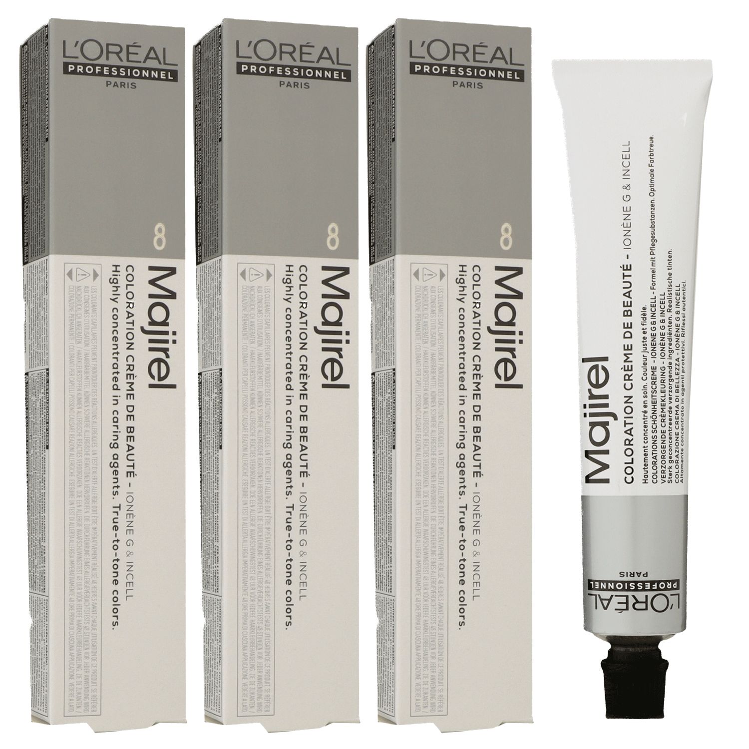 Loreal Majirel 3 x 50 ml Haarfarbe 8 hellblond Permanente Haarfarbe Set