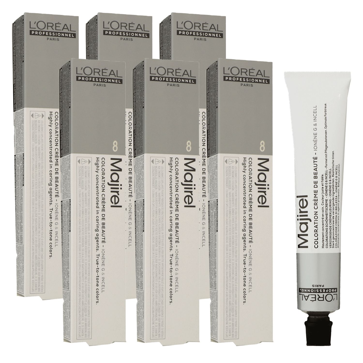 Loreal Majirel 6 x 50 ml Haarfarbe 8 hellblond Permanente Haarfarbe Set